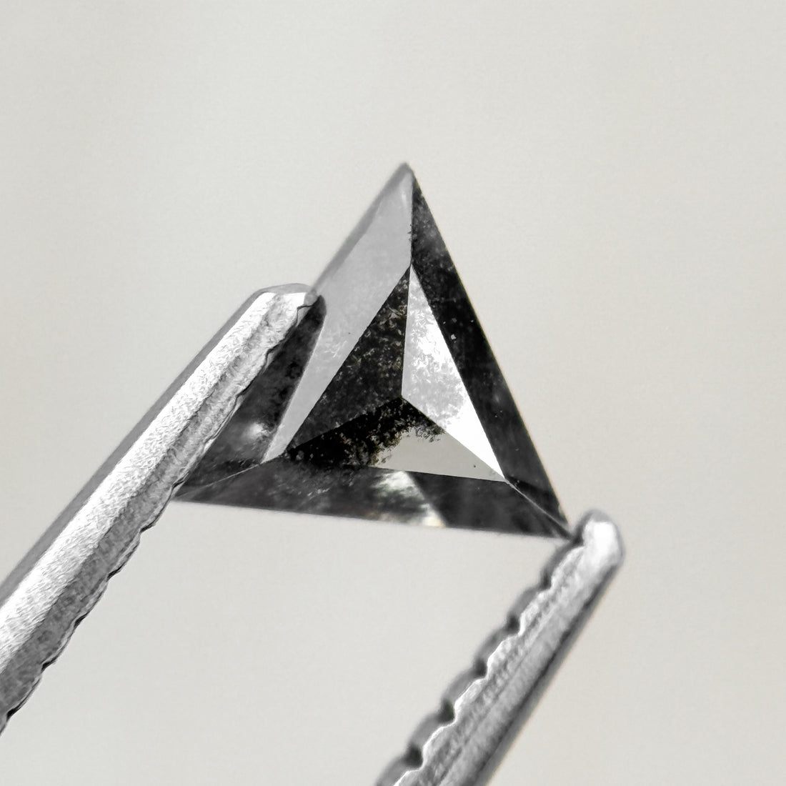 0.43 Ct Triangle Rose Cut Black Natural Salt and Pepper Diamond