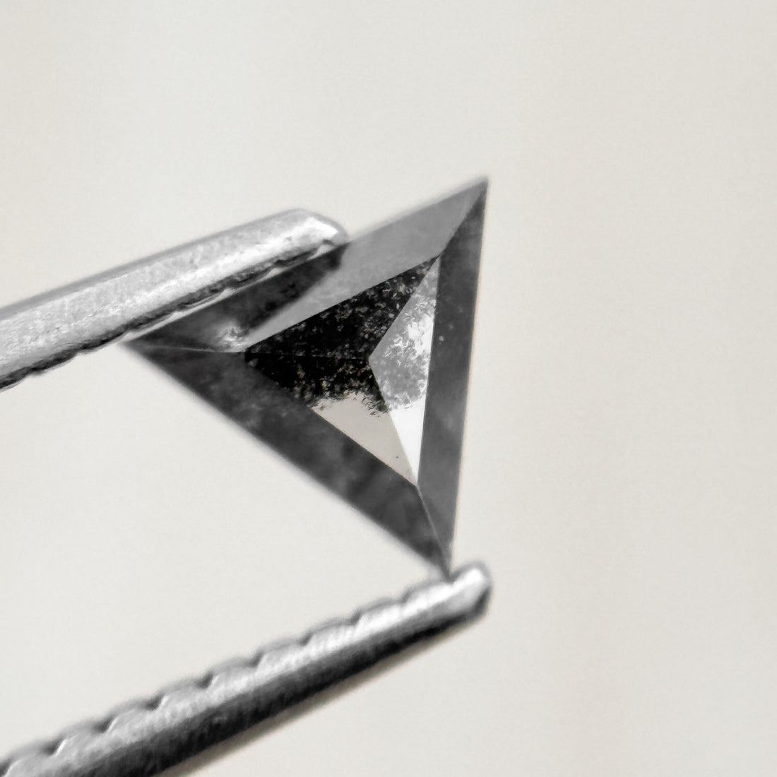 0.43 Ct Triangle Rose Cut Black Natural Salt and Pepper Diamond