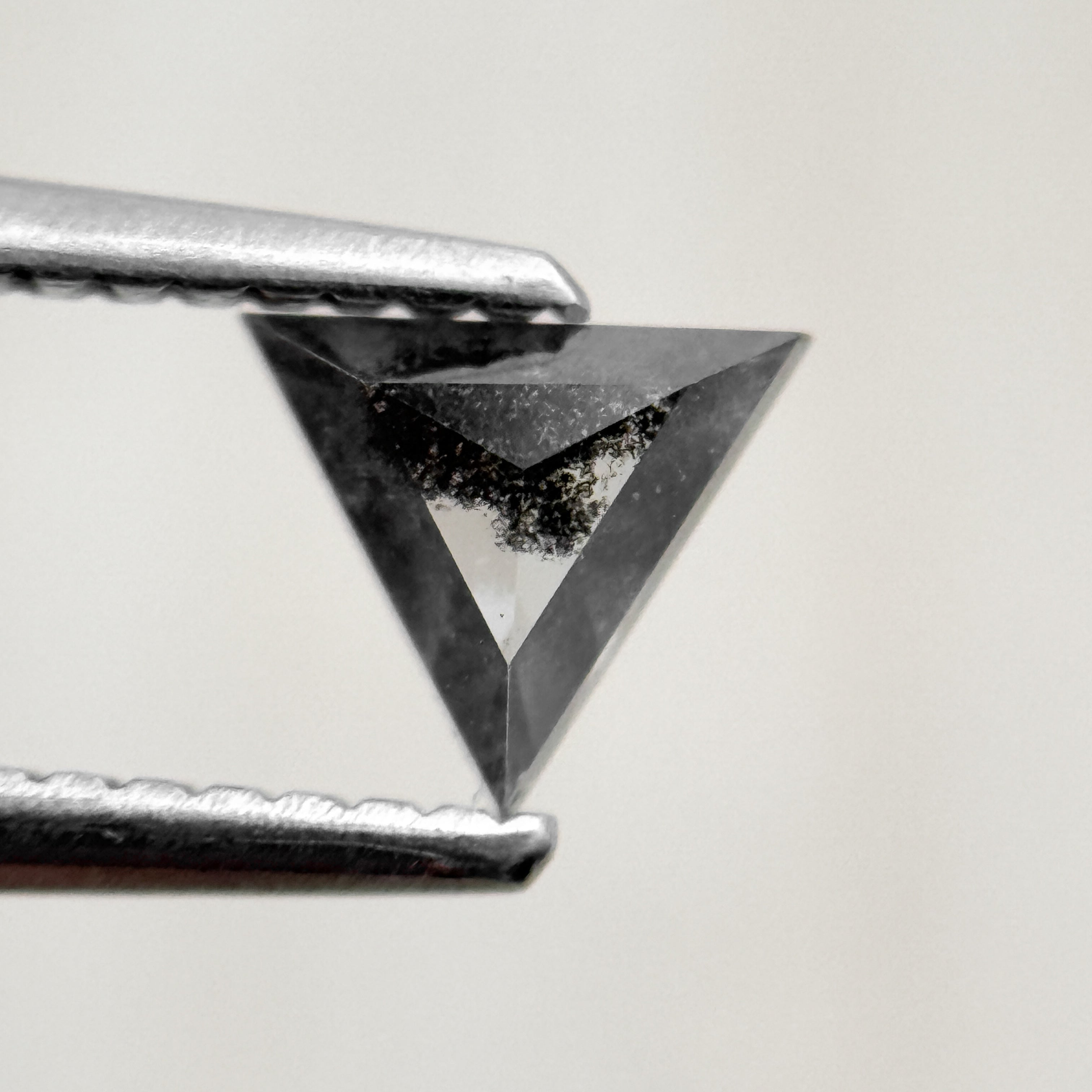 0.43 Ct Triangle Rose Cut Black Natural Salt and Pepper Diamond