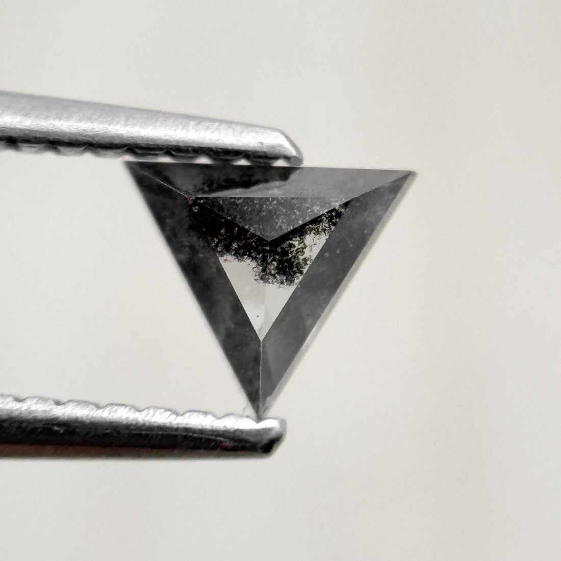 0.43 Ct Triangle Rose Cut Black Natural Salt and Pepper Diamond