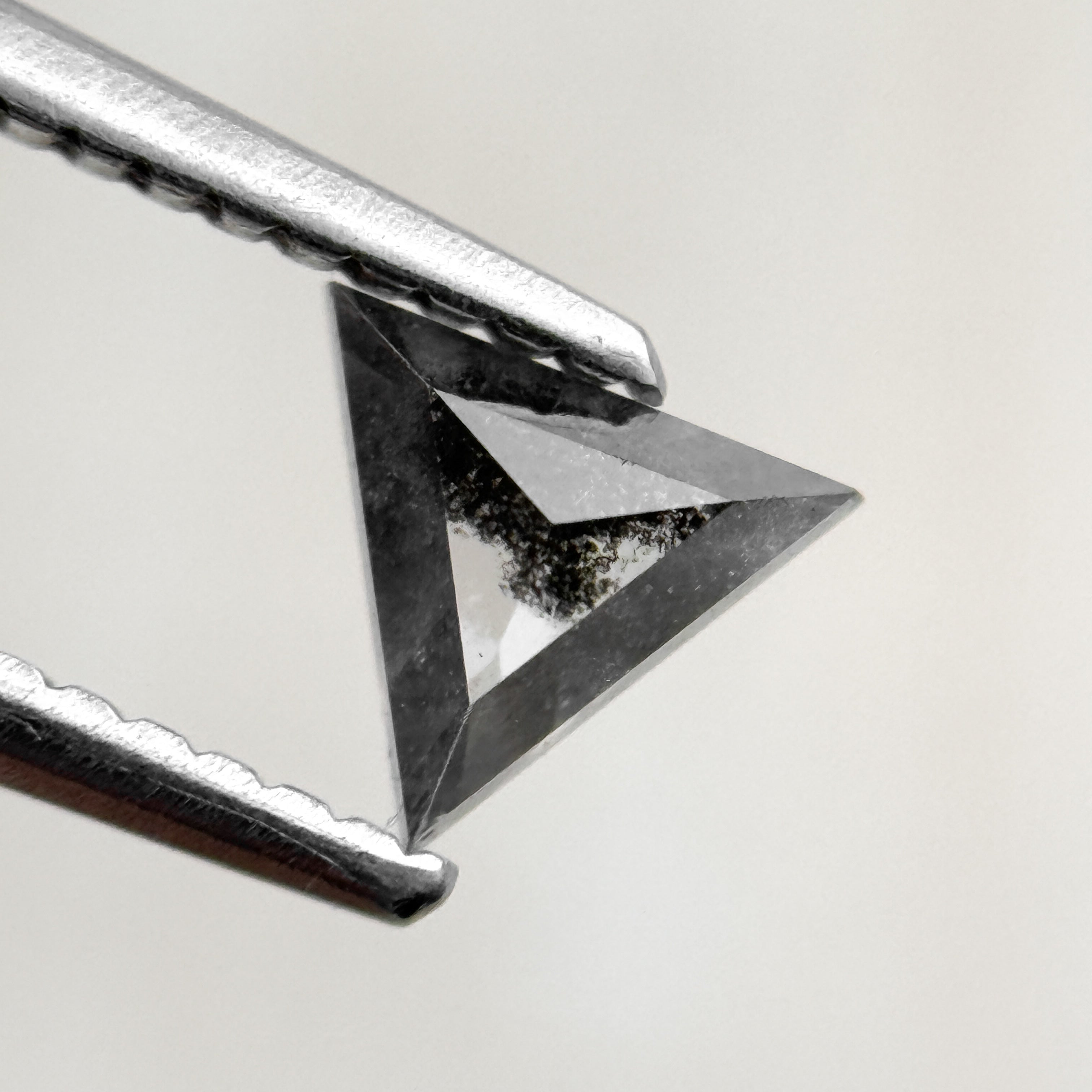 0.43 Ct Triangle Rose Cut Black Natural Salt and Pepper Diamond
