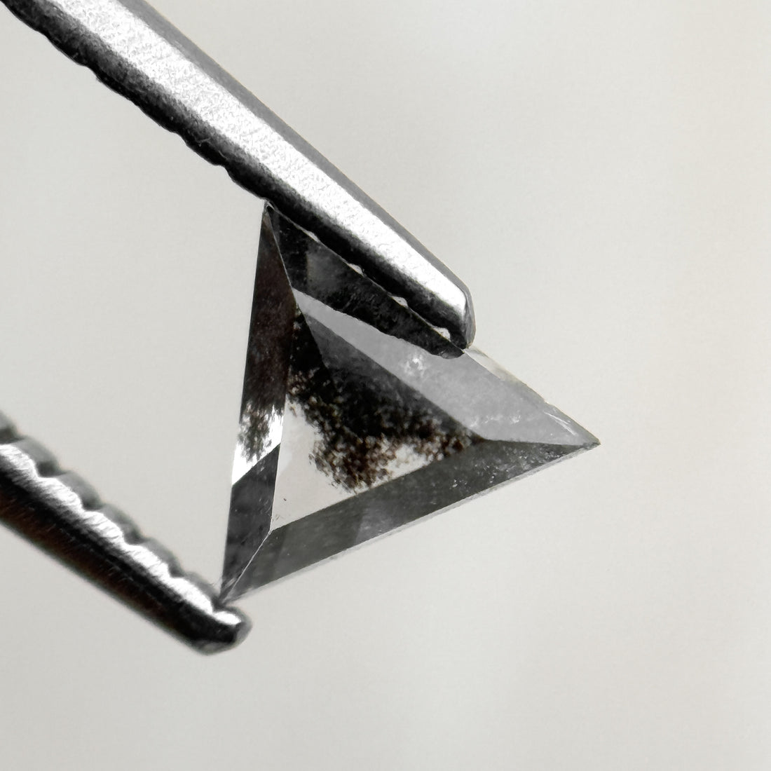 0.43 Ct Triangle Rose Cut Black Natural Salt and Pepper Diamond