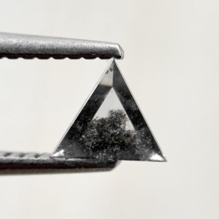 0.43 Ct Triangle Rose Cut Black Natural Salt and Pepper Diamond