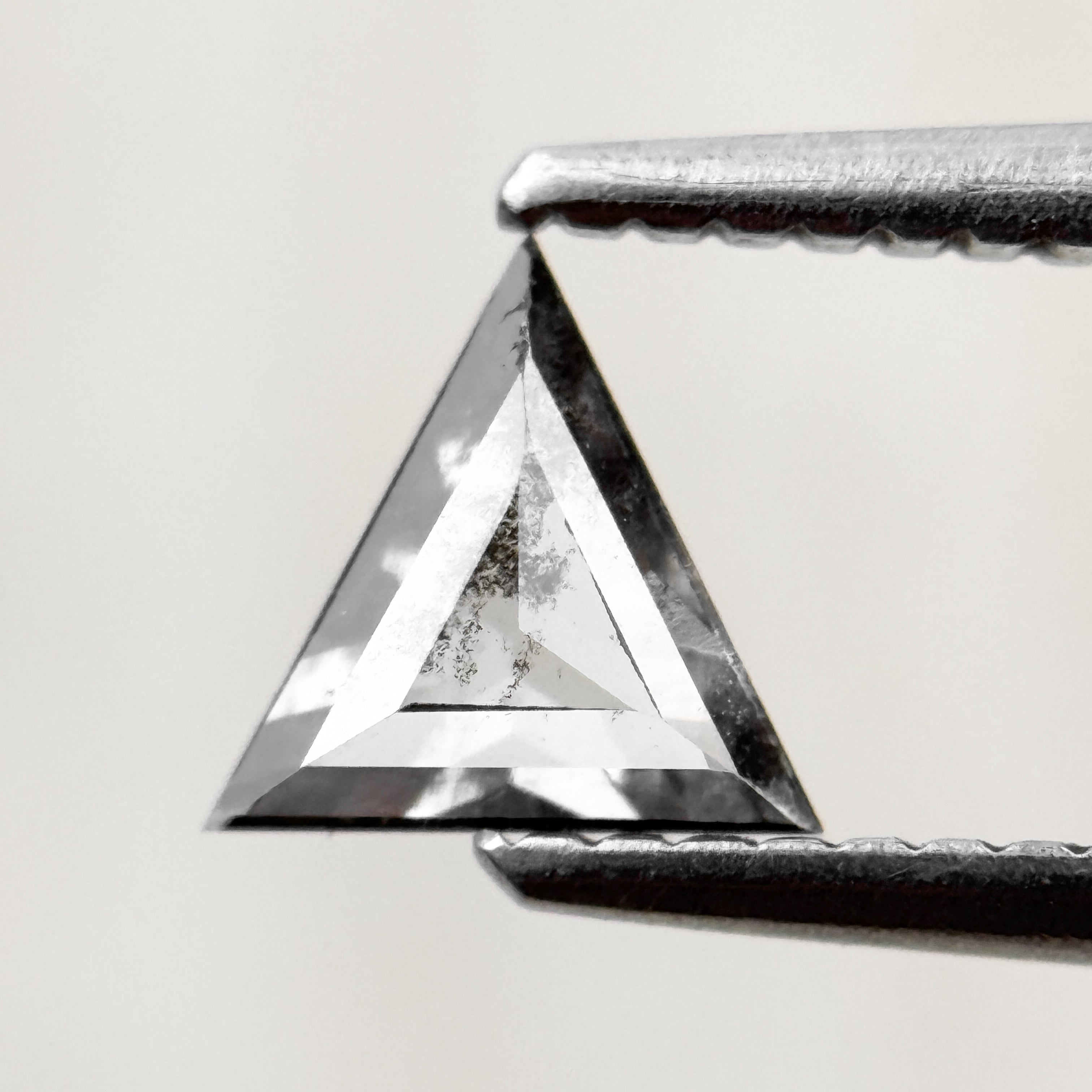 0.53 Ct Triangle Rose Cut Grey Natural Salt and Pepper Diamond