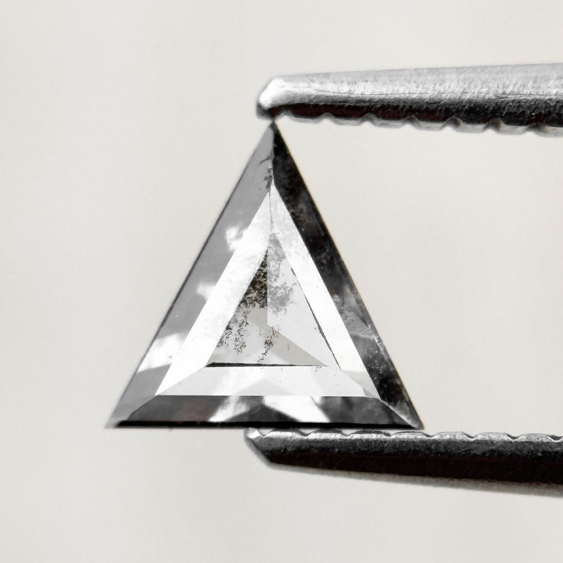 0.53 Ct Triangle Rose Cut Grey Natural Salt and Pepper Diamond