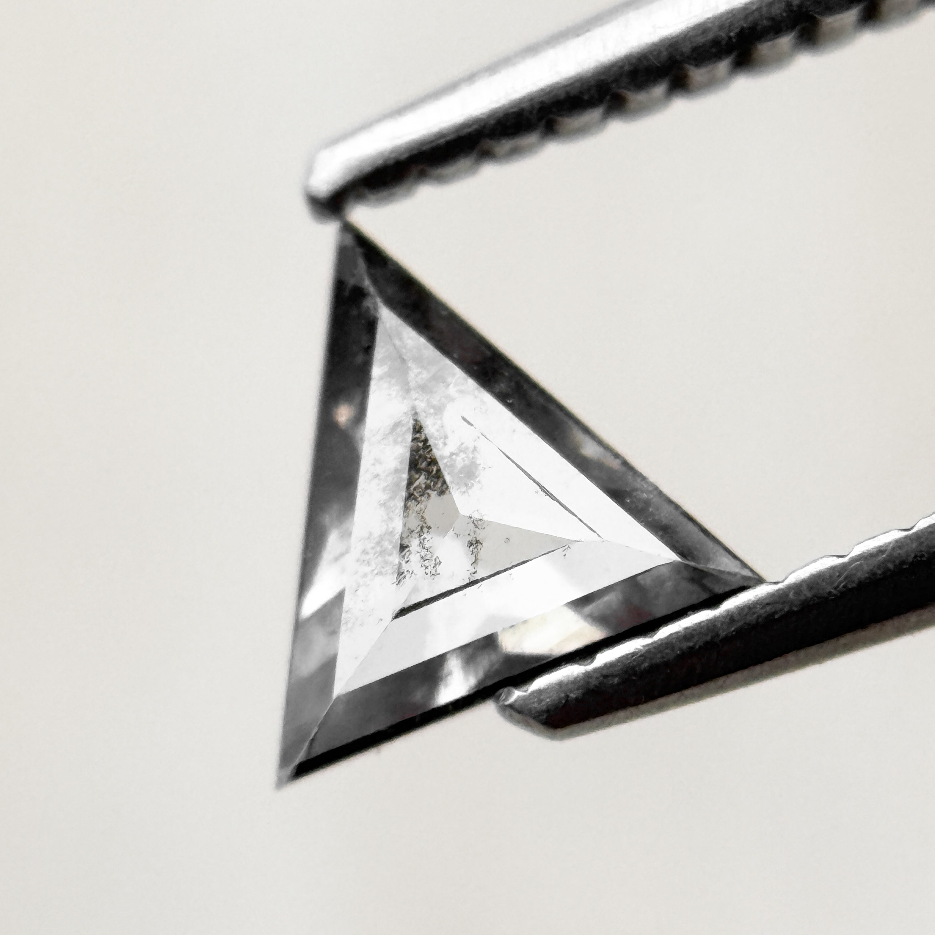 0.53 Ct Triangle Rose Cut Grey Natural Salt and Pepper Diamond