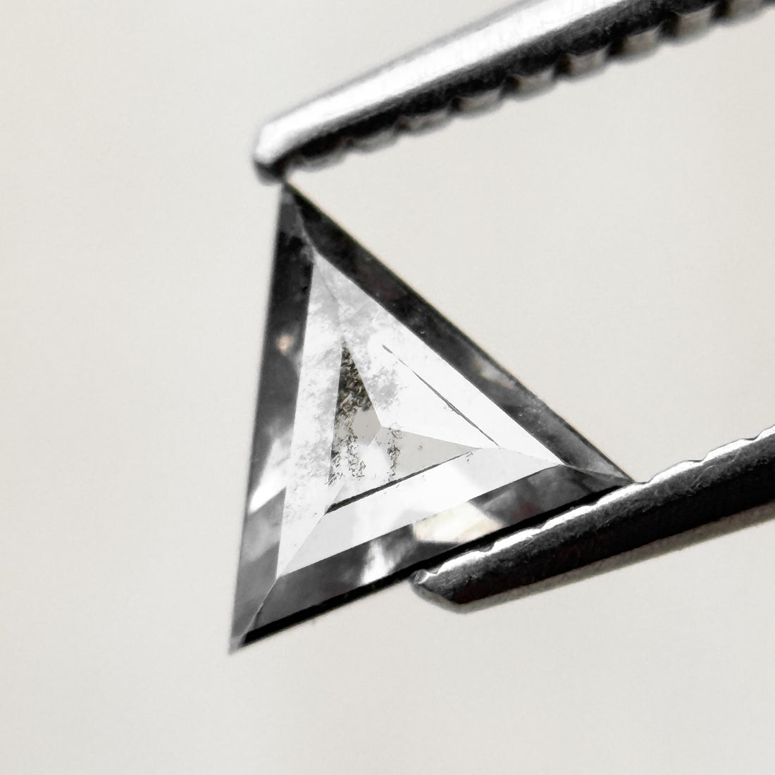 0.53 Ct Triangle Rose Cut Grey Natural Salt and Pepper Diamond