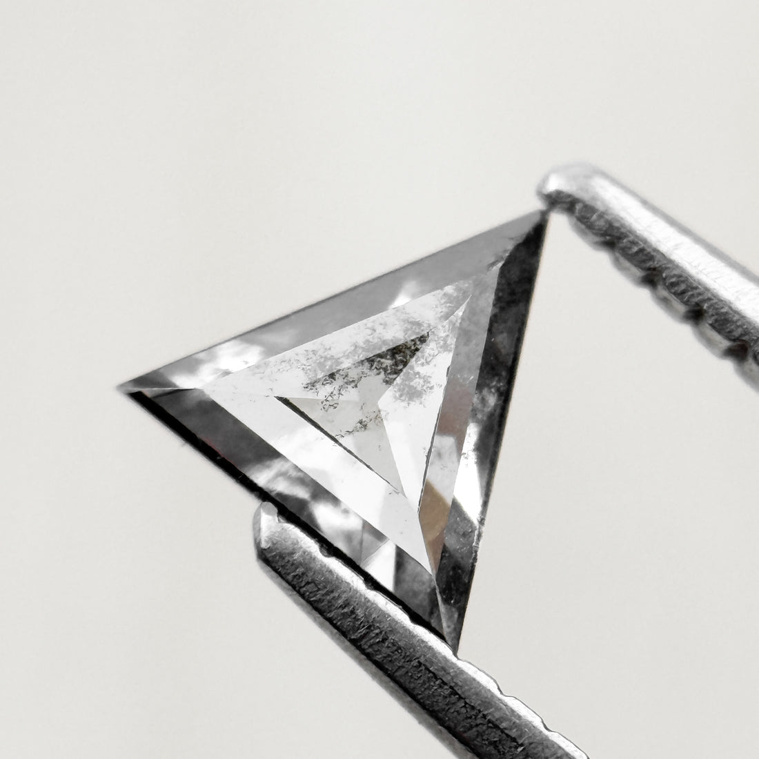 0.53 Ct Triangle Rose Cut Grey Natural Salt and Pepper Diamond