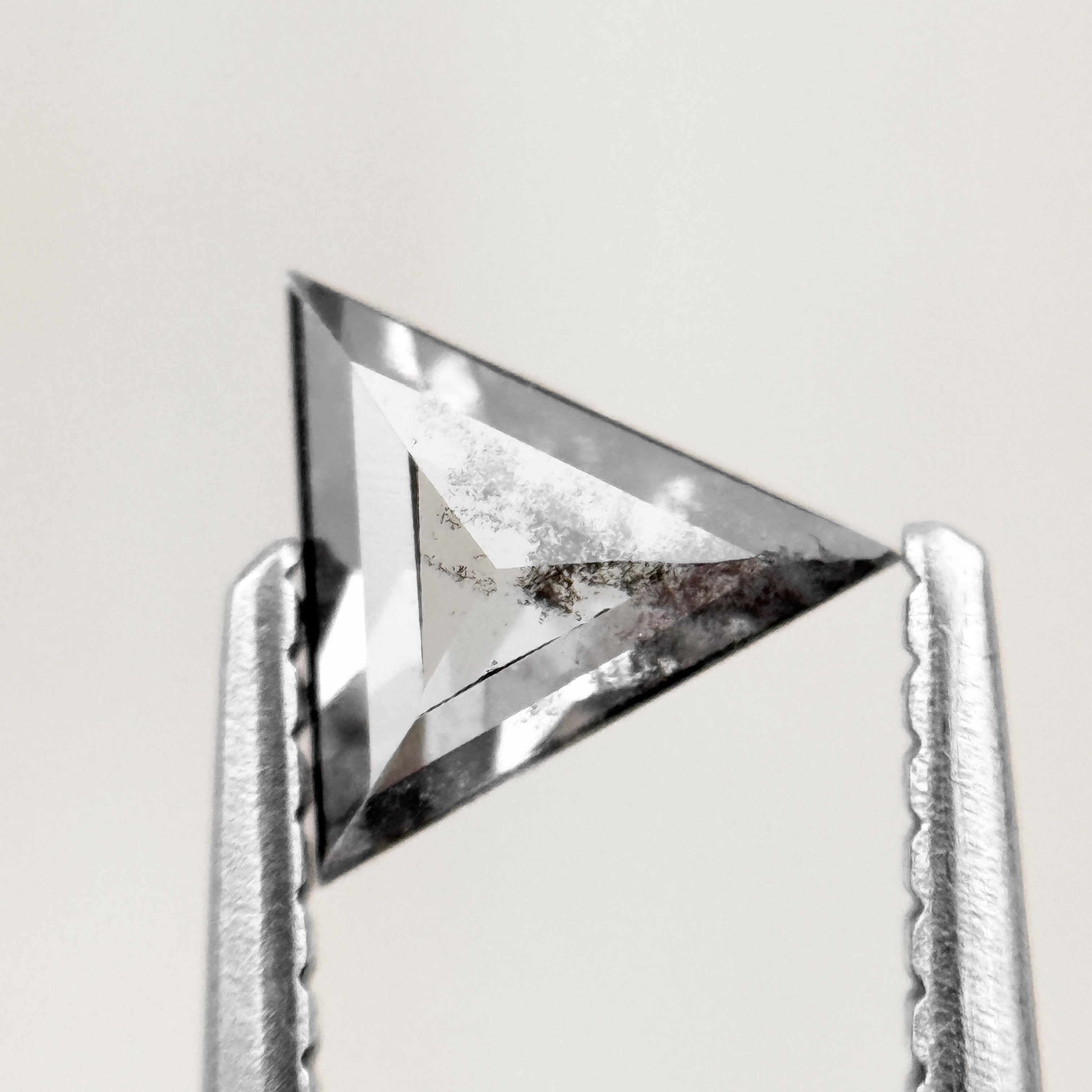 0.53 Ct Triangle Rose Cut Grey Natural Salt and Pepper Diamond