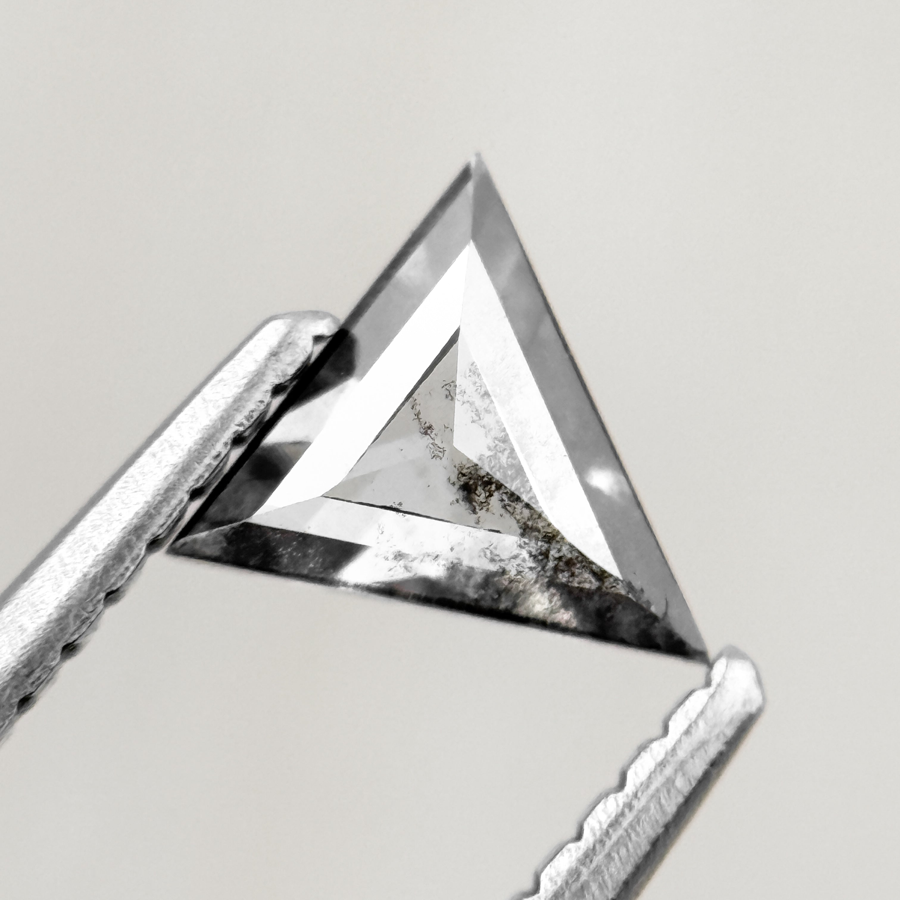 0.53 Ct Triangle Rose Cut Grey Natural Salt and Pepper Diamond