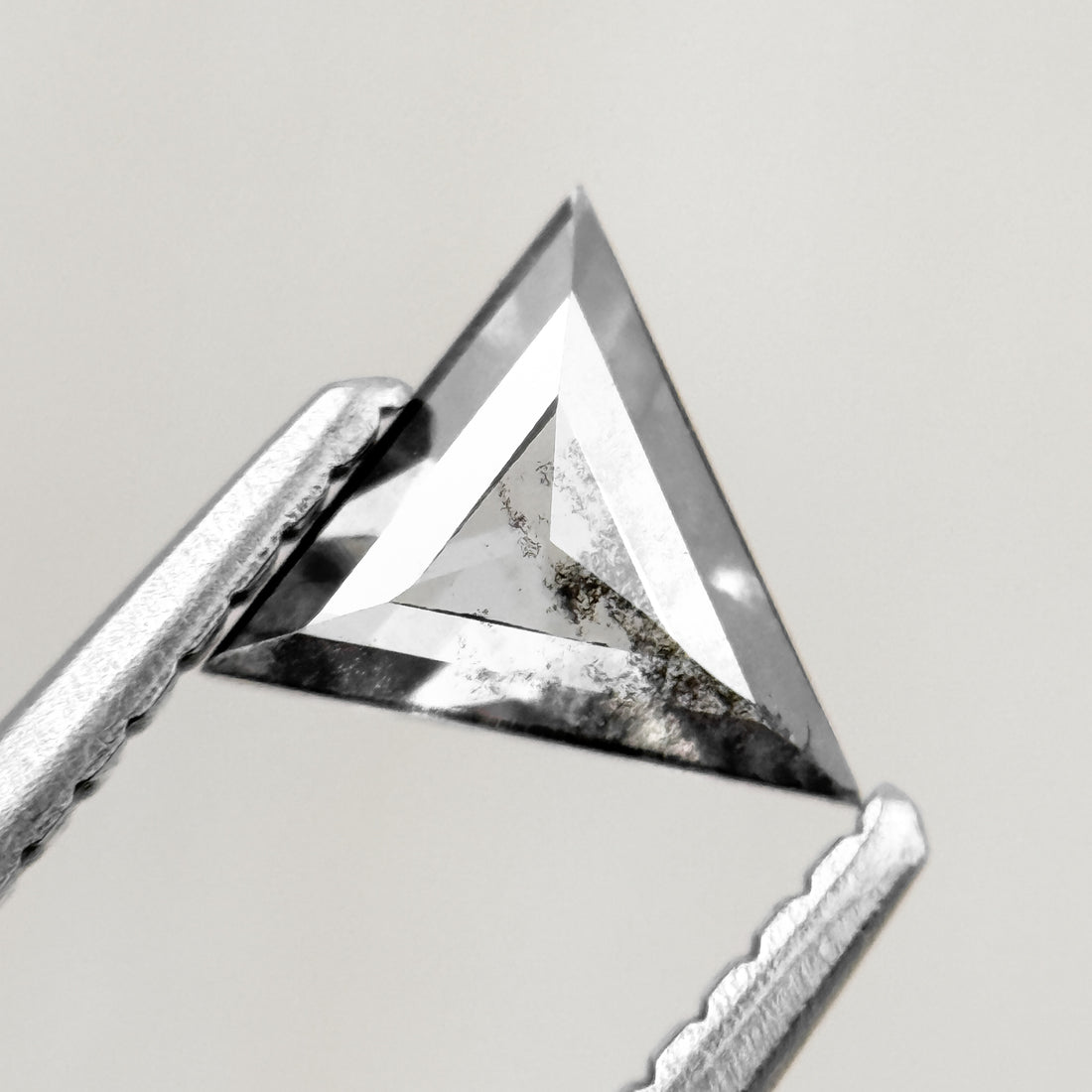 0.53 Ct Triangle Rose Cut Grey Natural Salt and Pepper Diamond