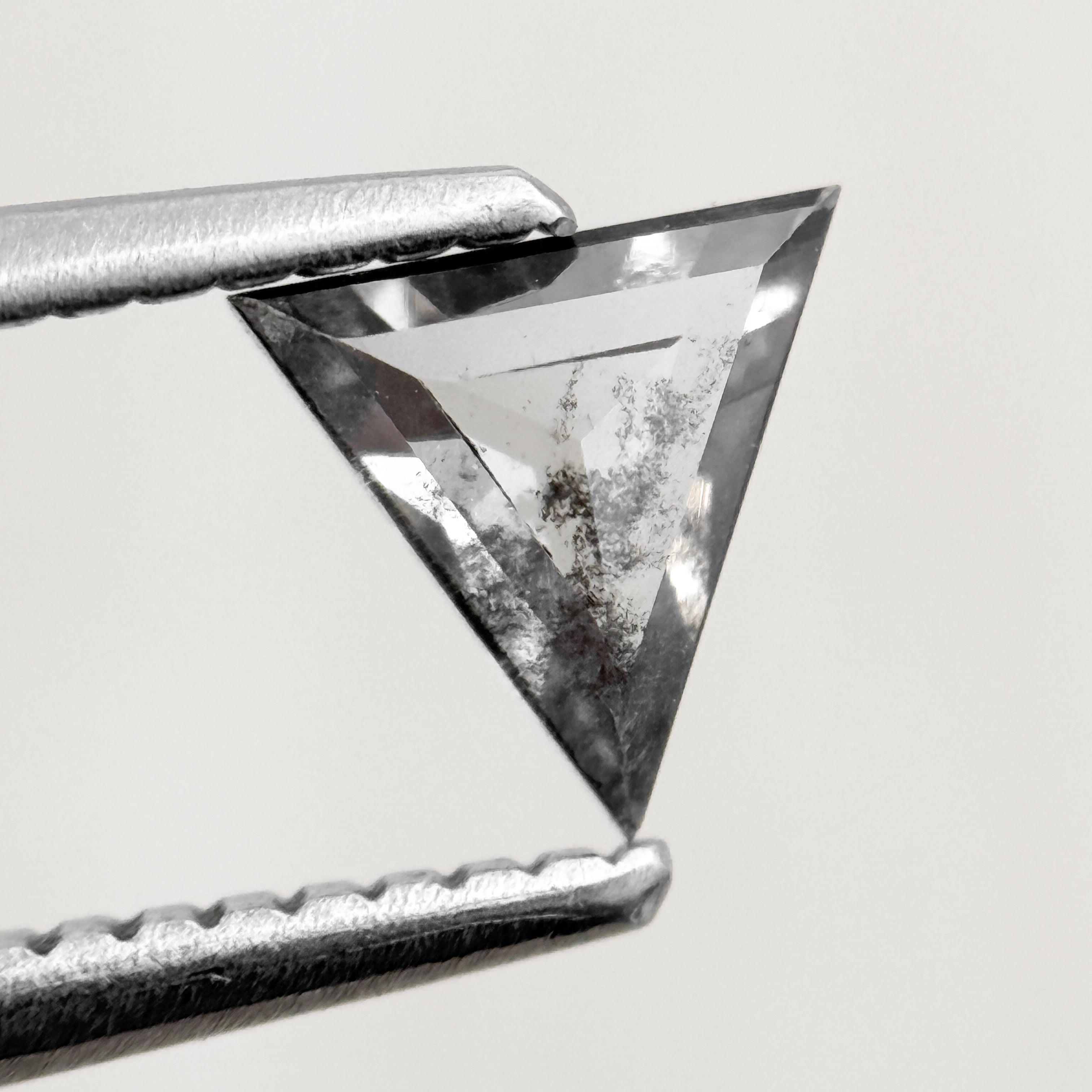 0.53 Ct Triangle Rose Cut Grey Natural Salt and Pepper Diamond