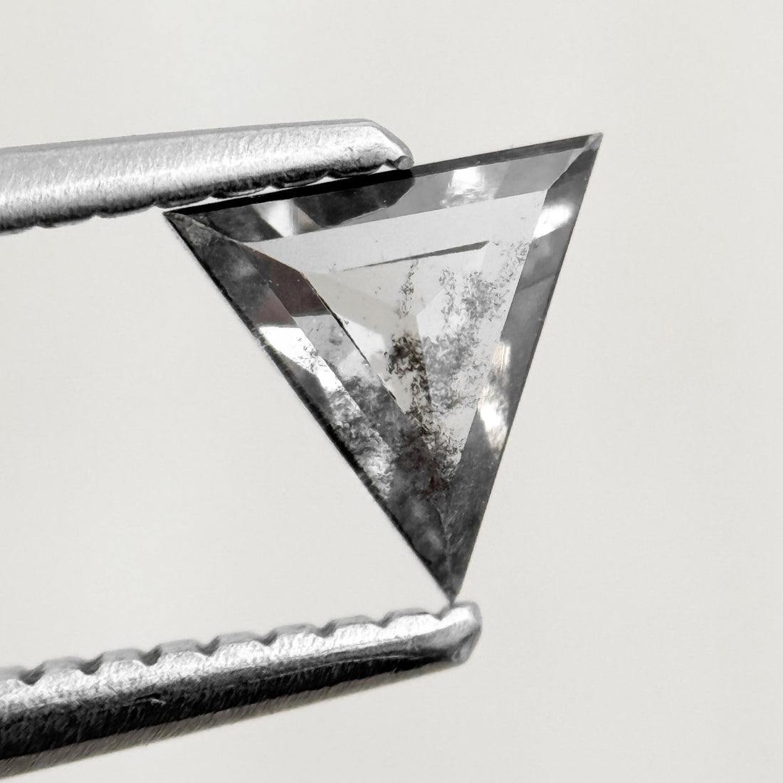 0.53 Ct Triangle Rose Cut Grey Natural Salt and Pepper Diamond