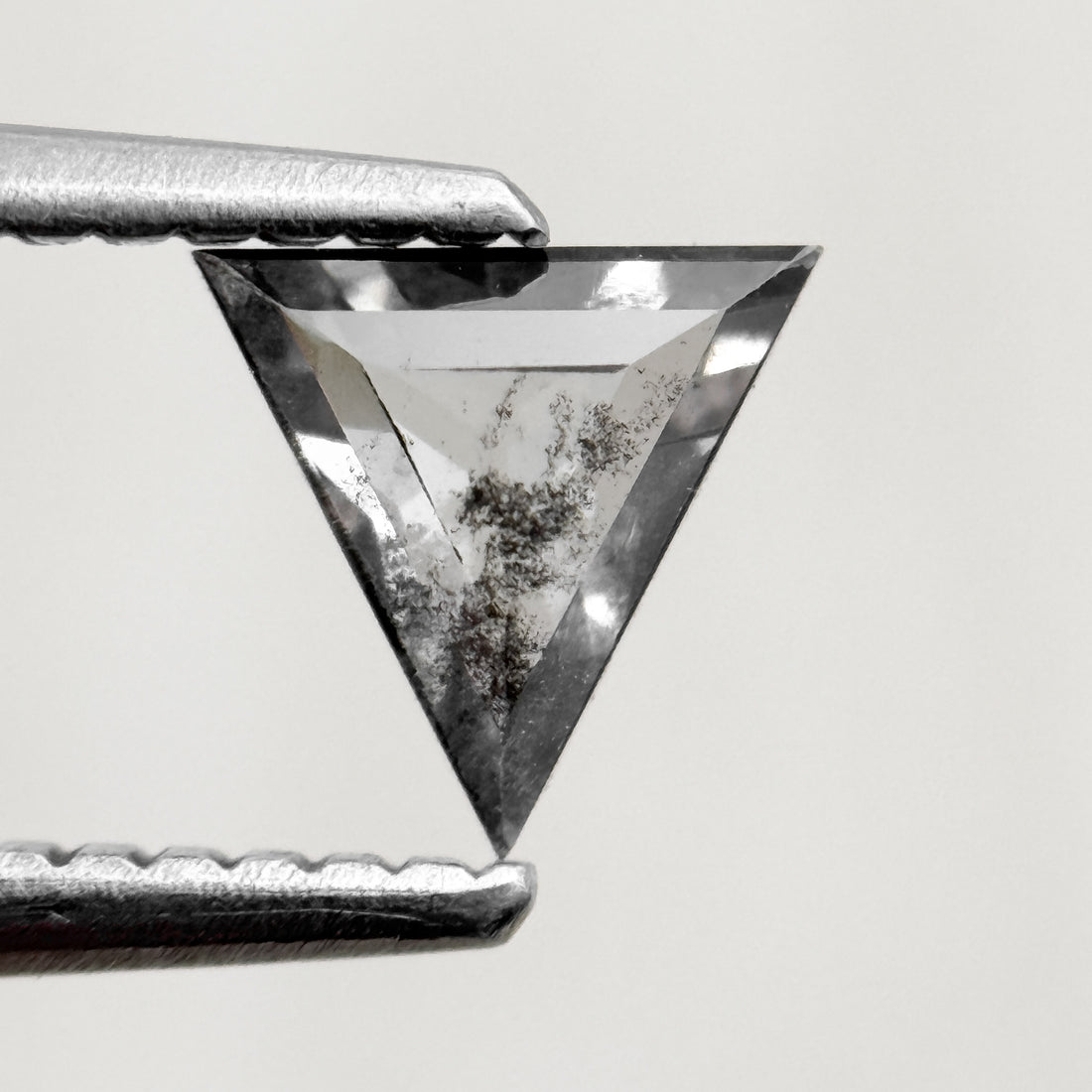 0.53 Ct Triangle Rose Cut Grey Natural Salt and Pepper Diamond