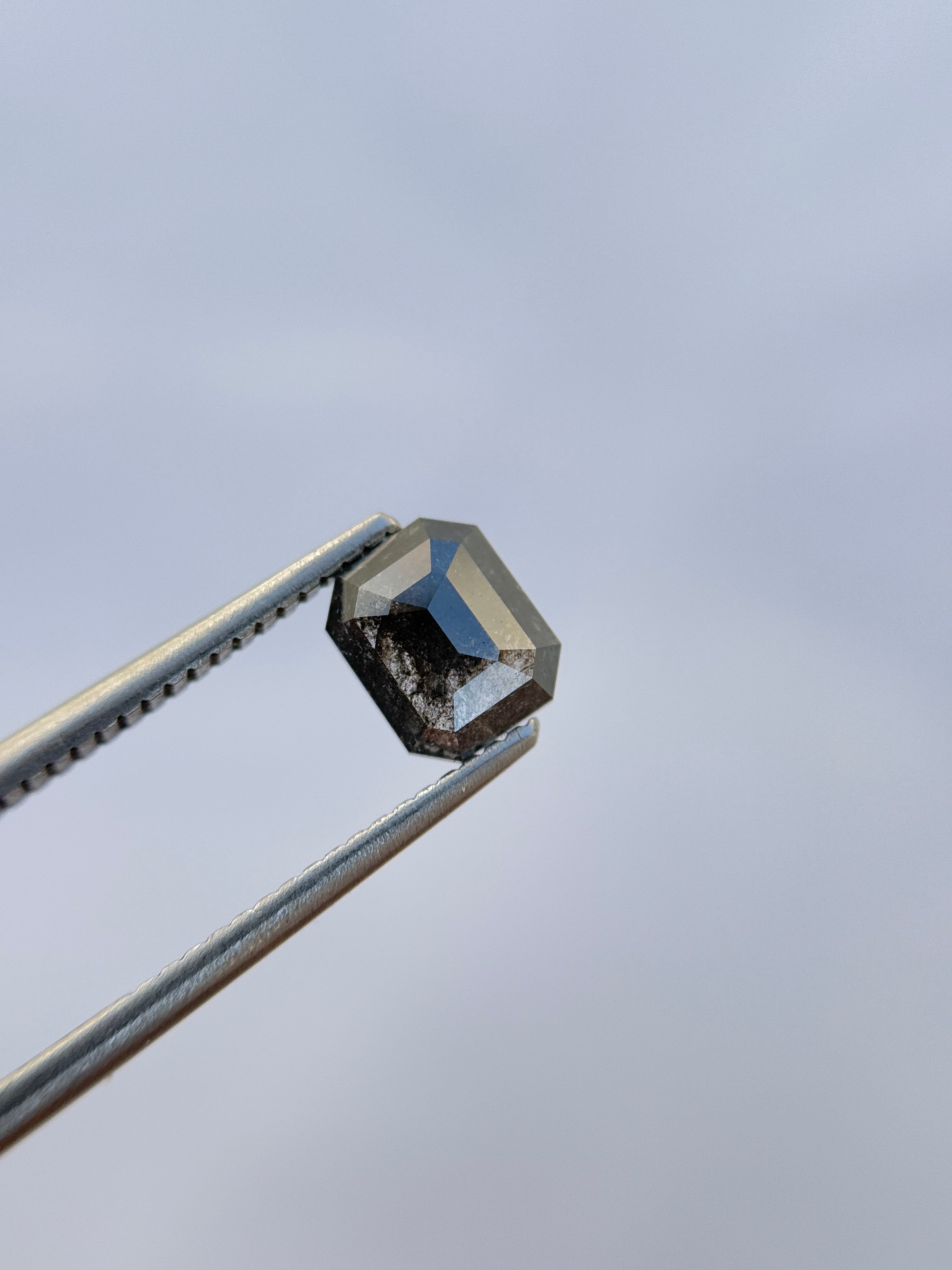 1.15 Ct Emerald Rose Cut Grey Black Natural Loose Diamond