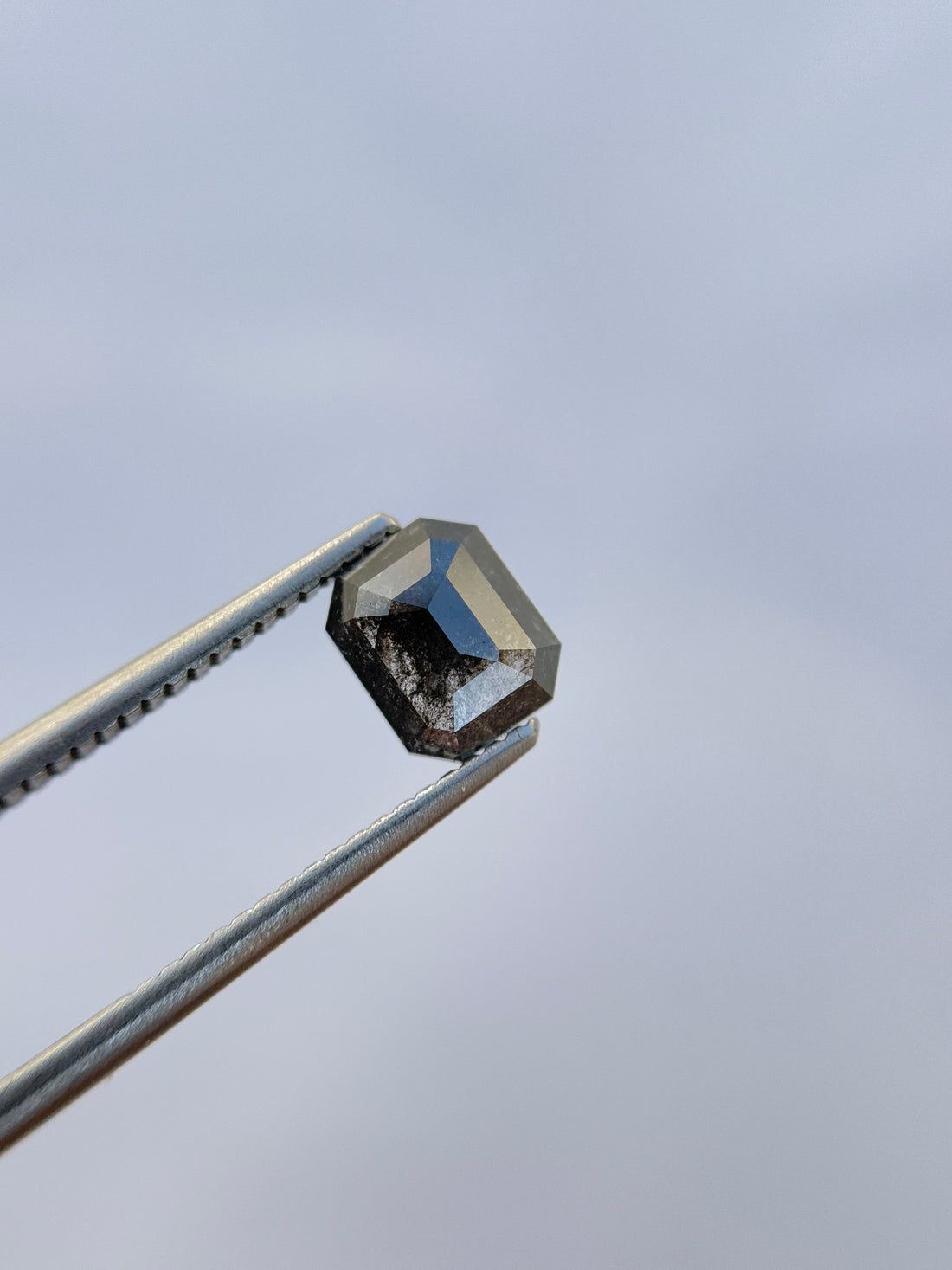 1.15 Ct Emerald Rose Cut Grey Black Natural Loose Diamond