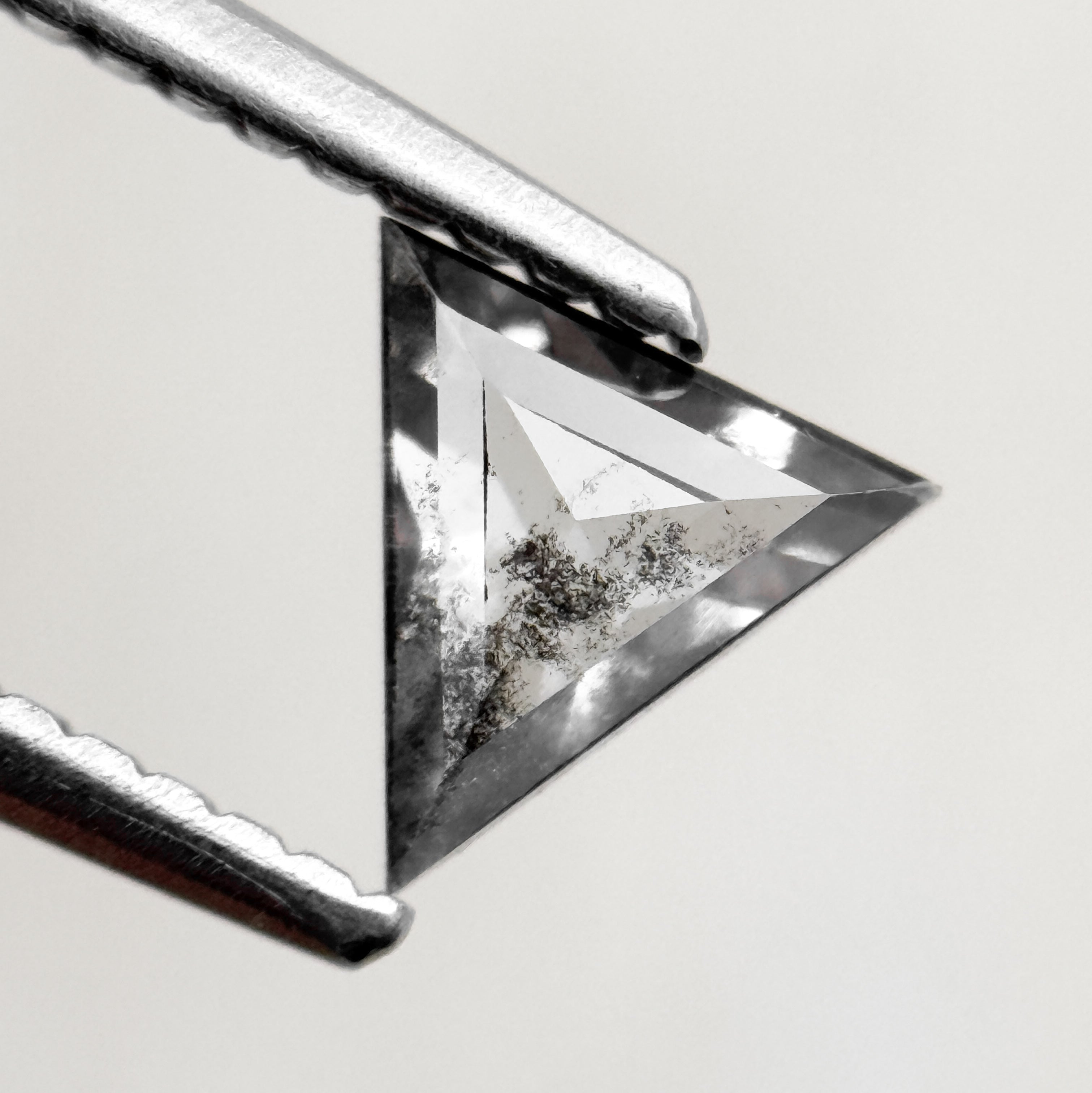 0.53 Ct Triangle Rose Cut Grey Natural Salt and Pepper Diamond