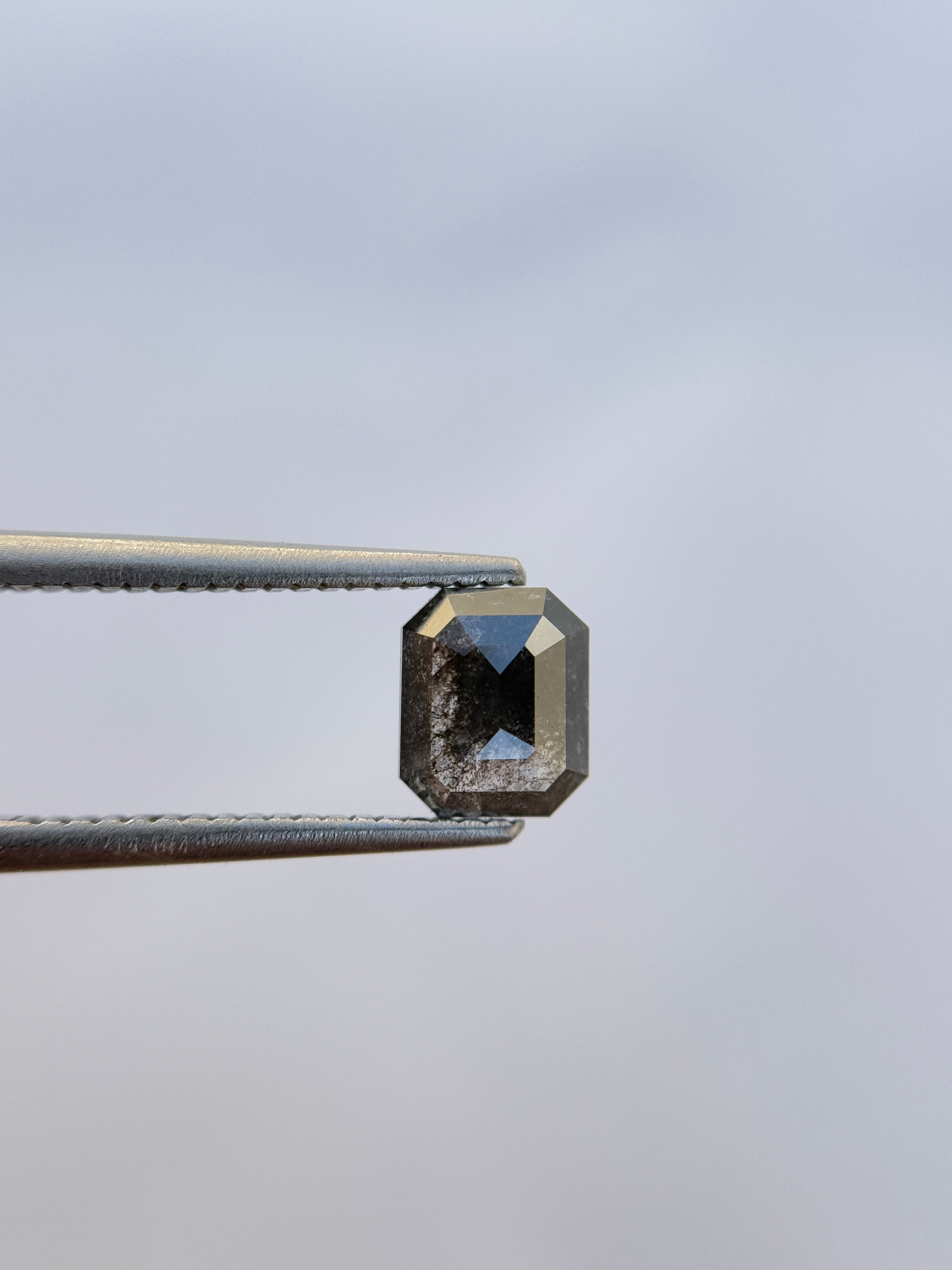 1.15 Ct Emerald Rose Cut Grey Black Natural Loose Diamond