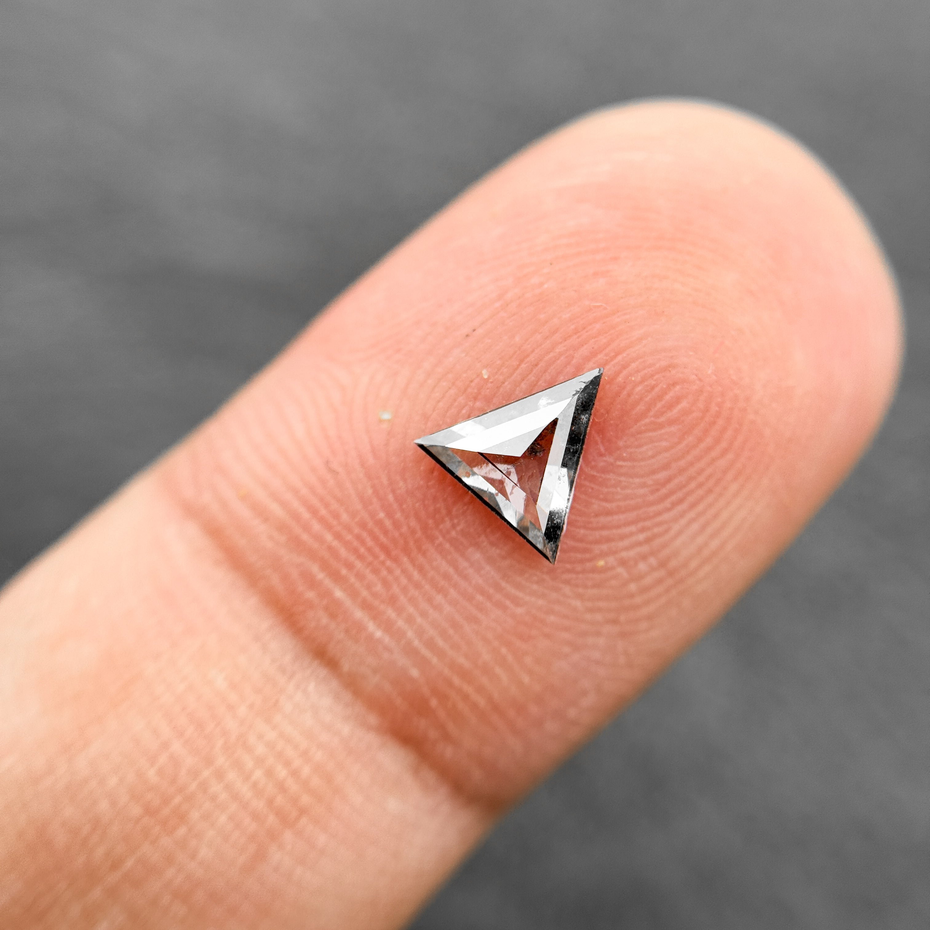 0.53 Ct Triangle Rose Cut Grey Natural Salt and Pepper Diamond