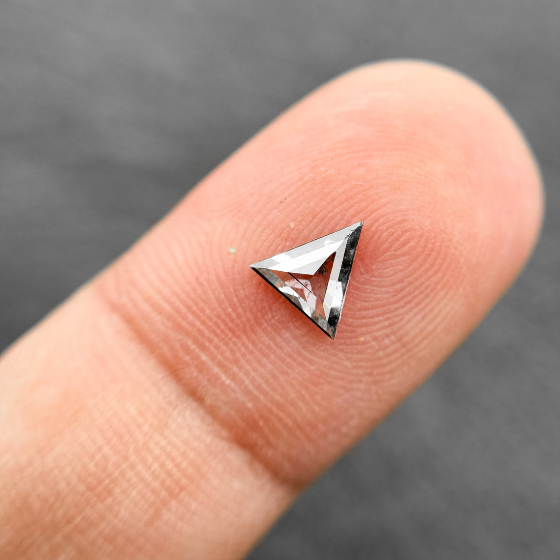0.53 Ct Triangle Rose Cut Grey Natural Salt and Pepper Diamond