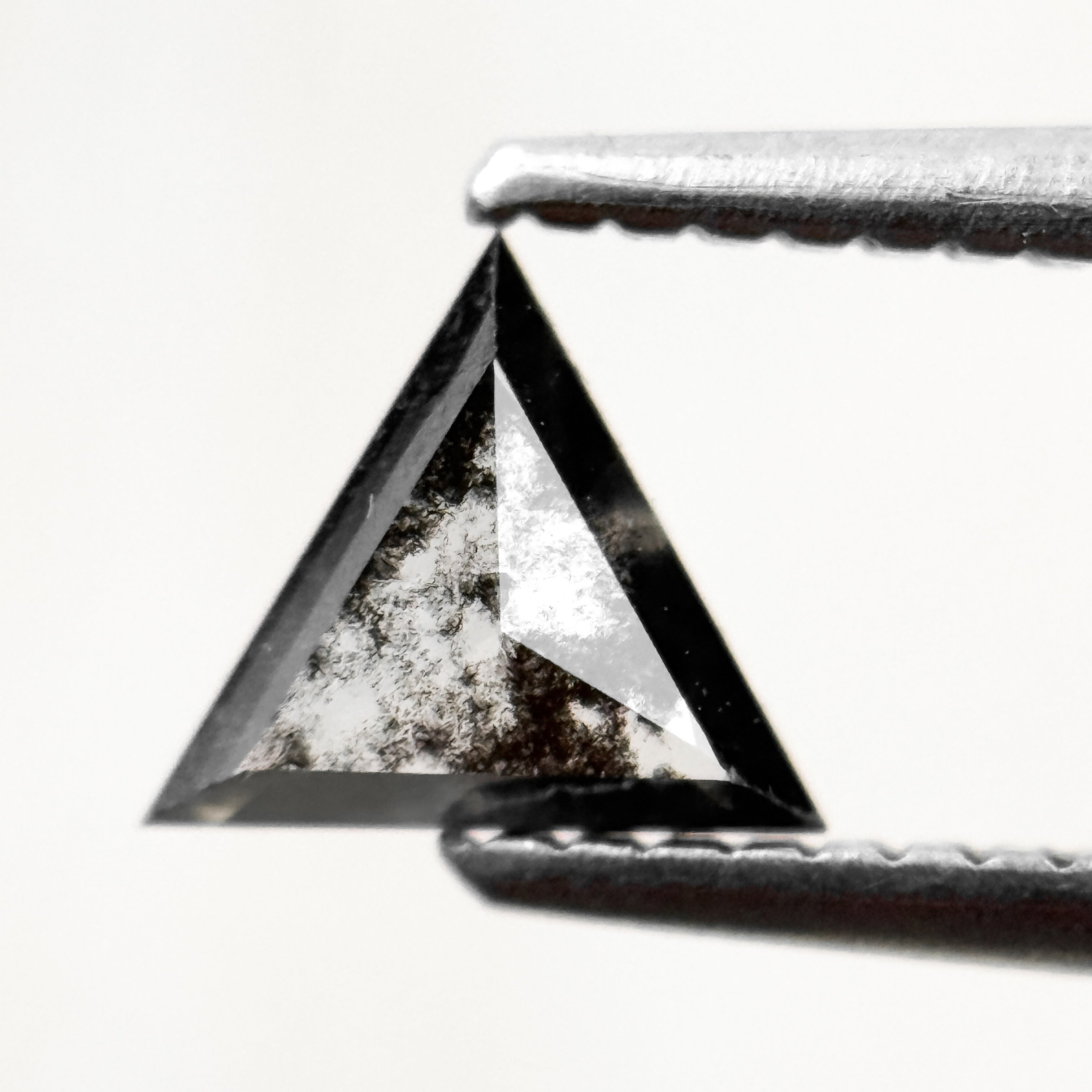 0.56 Ct Triangle Rose Cut Black Natural Salt and Pepper Diamond