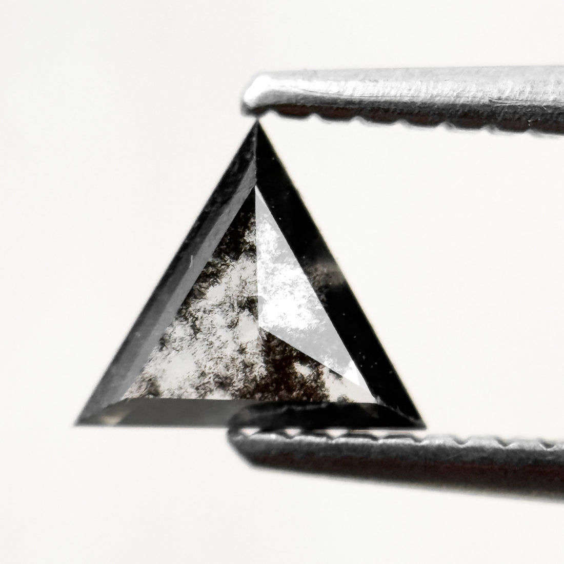 0.56 Ct Triangle Rose Cut Black Natural Salt and Pepper Diamond