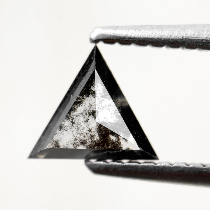 0.56 Ct Triangle Rose Cut Black Natural Salt and Pepper Diamond