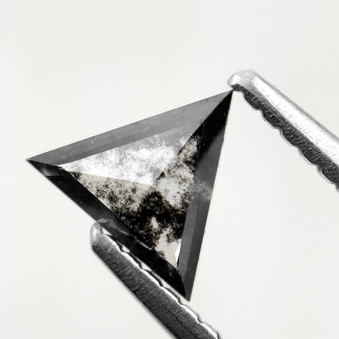 0.56 Ct Triangle Rose Cut Black Natural Salt and Pepper Diamond