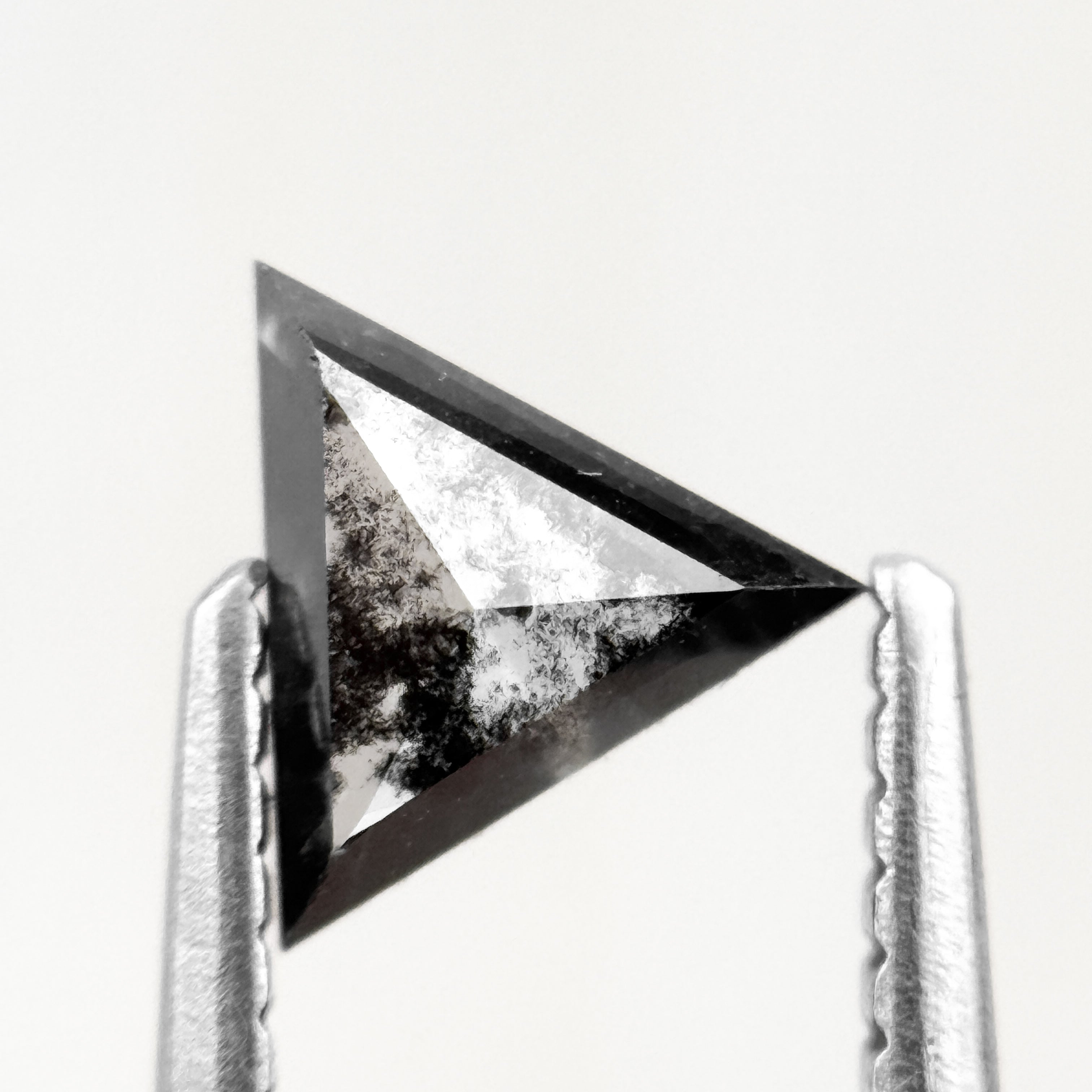 0.56 Ct Triangle Rose Cut Black Natural Salt and Pepper Diamond