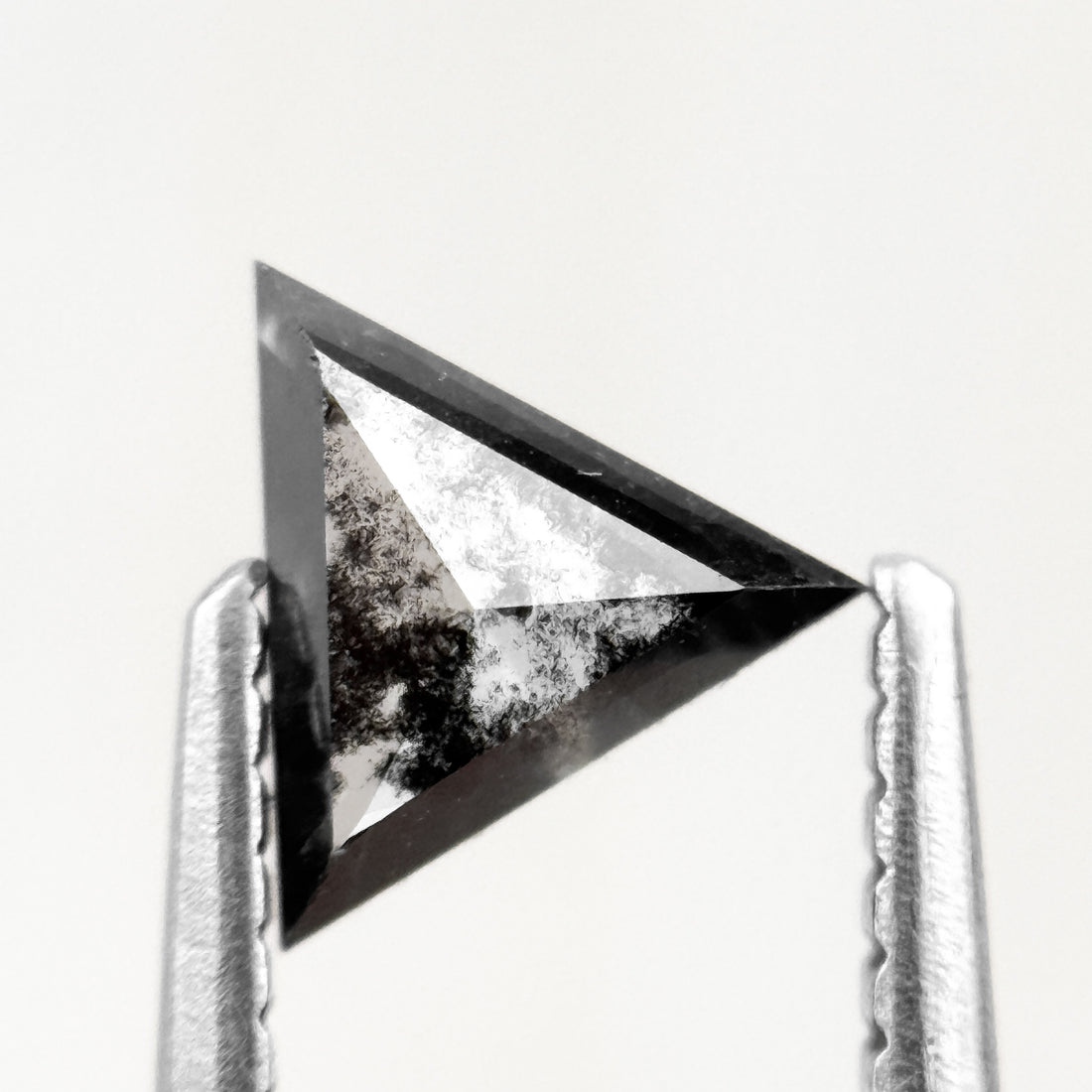 0.56 Ct Triangle Rose Cut Black Natural Salt and Pepper Diamond
