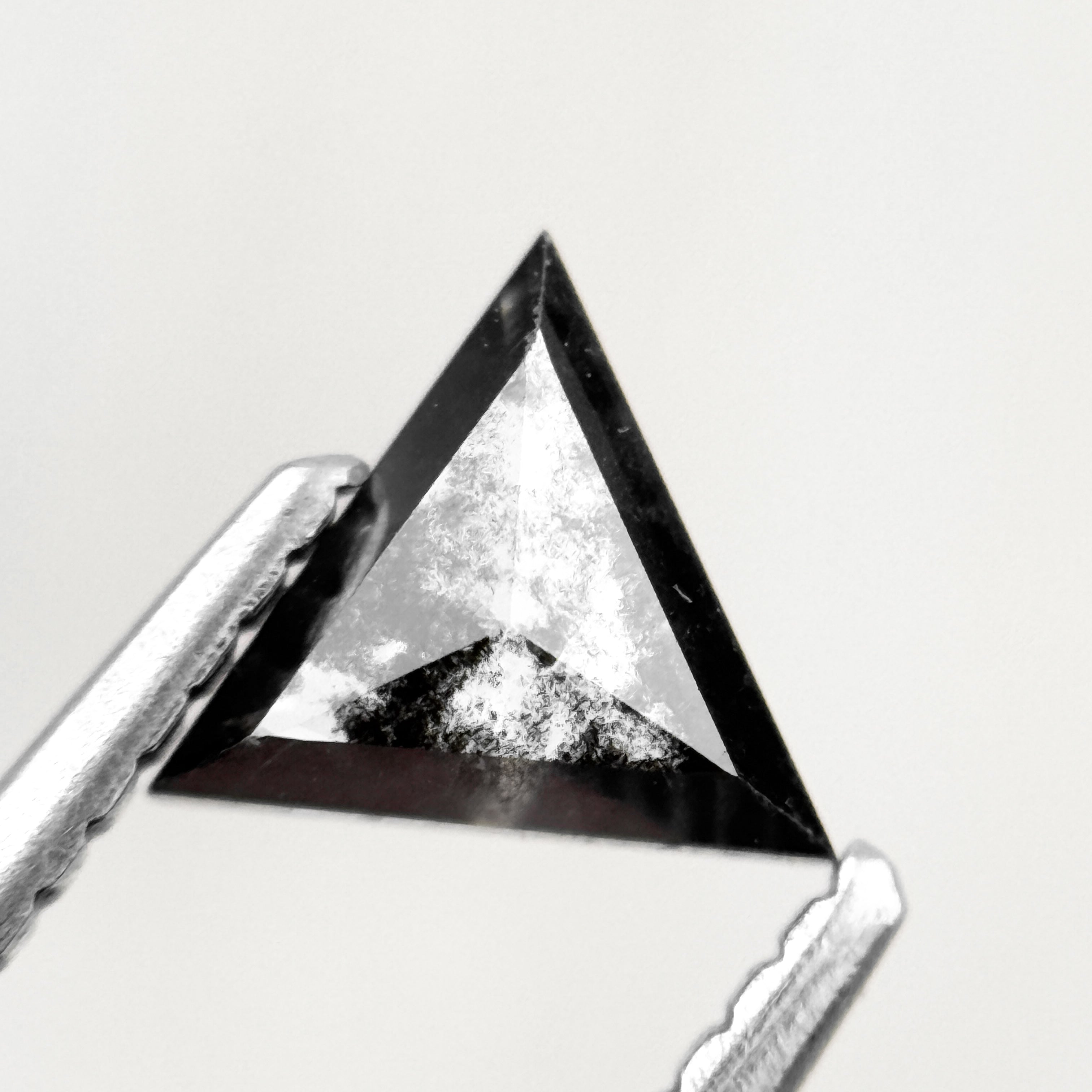 0.56 Ct Triangle Rose Cut Black Natural Salt and Pepper Diamond