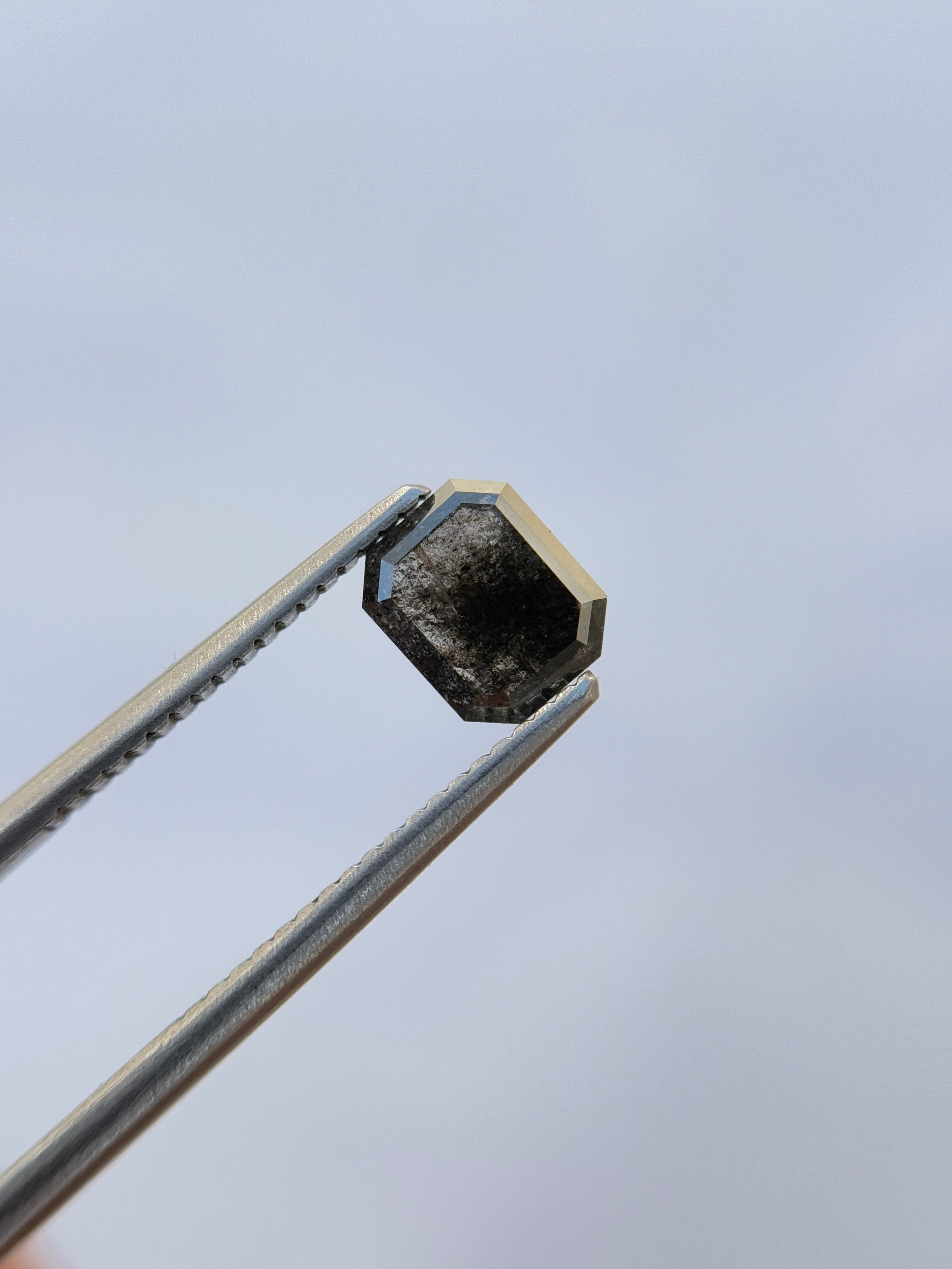 1.15 Ct Emerald Rose Cut Grey Black Natural Loose Diamond