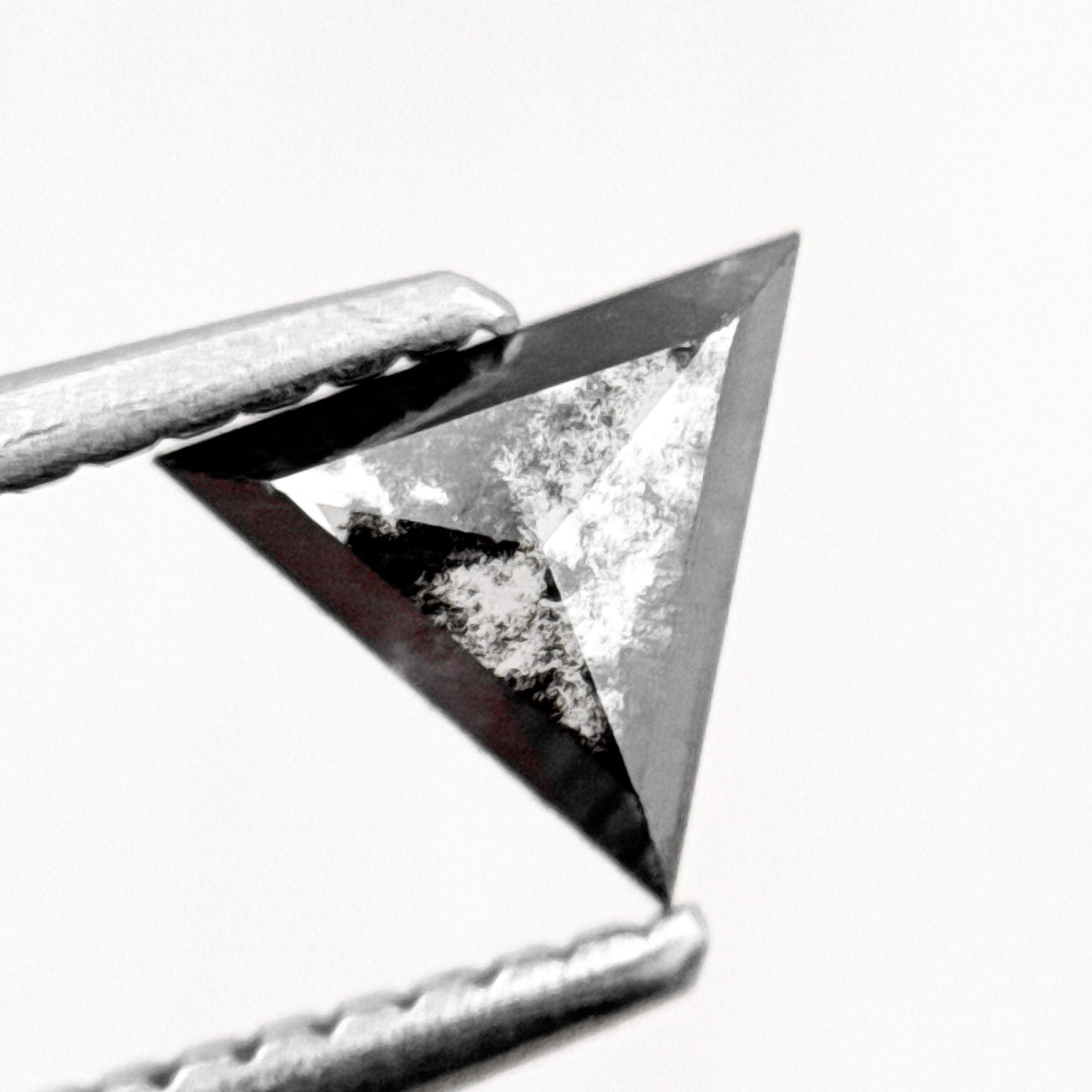 0.56 Ct Triangle Rose Cut Black Natural Salt and Pepper Diamond