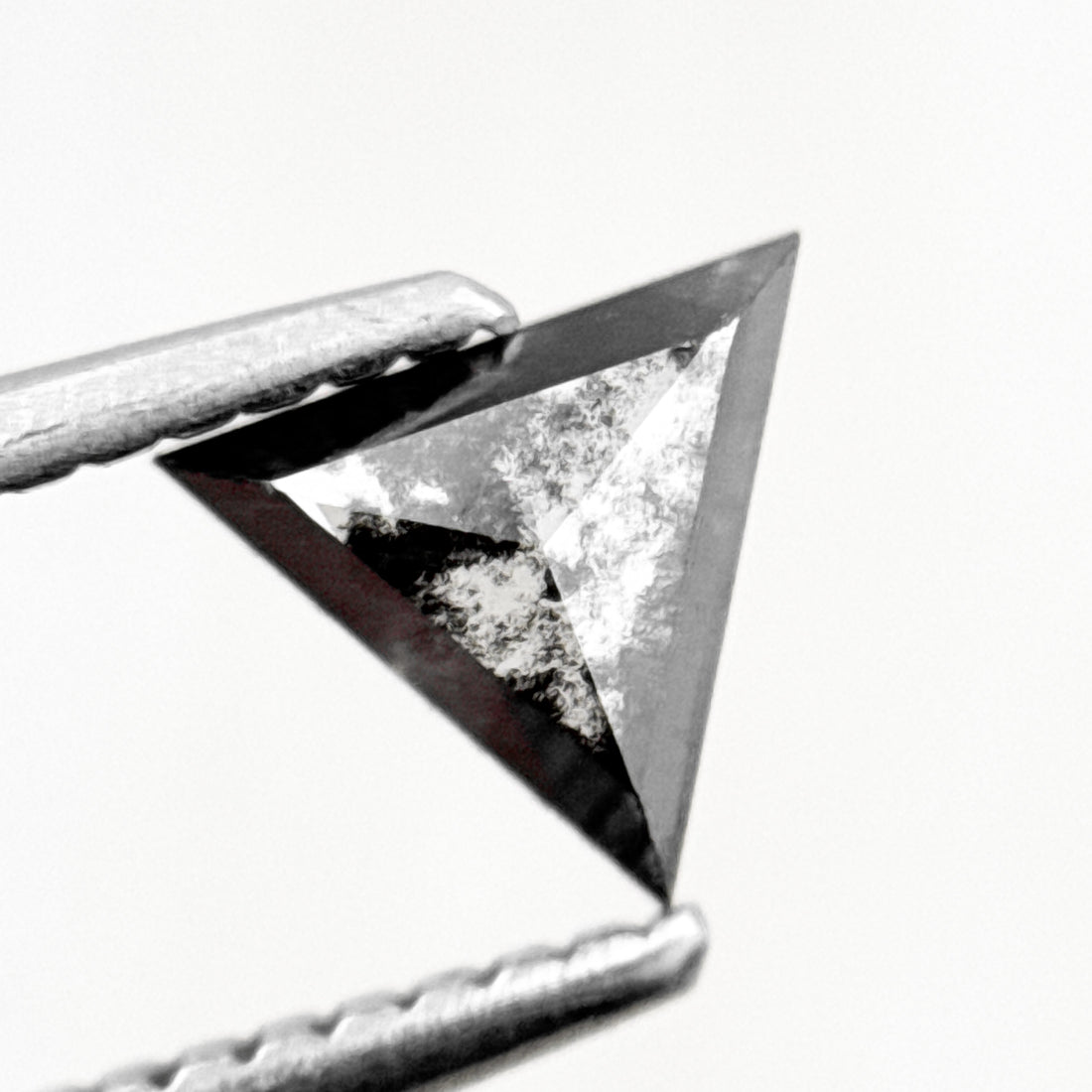 0.56 Ct Triangle Rose Cut Black Natural Salt and Pepper Diamond