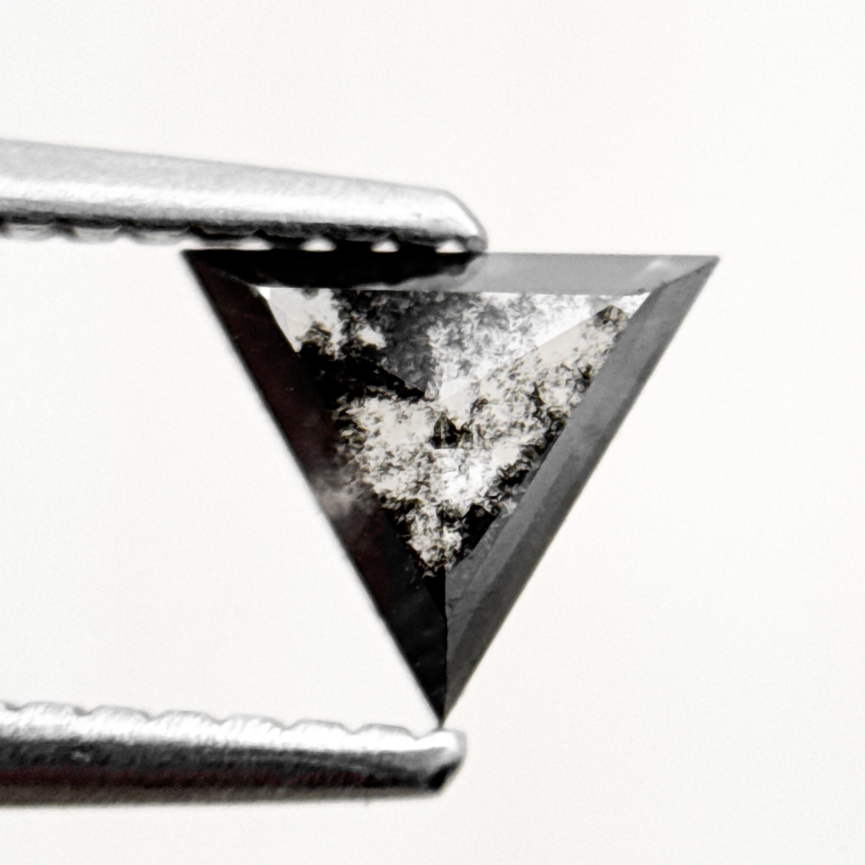 0.56 Ct Triangle Rose Cut Black Natural Salt and Pepper Diamond