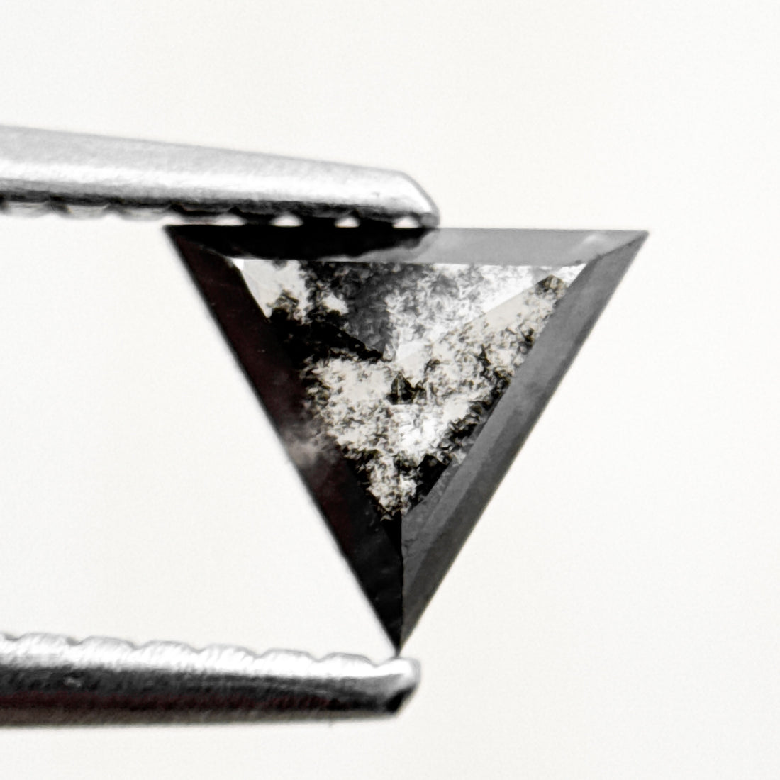 0.56 Ct Triangle Rose Cut Black Natural Salt and Pepper Diamond