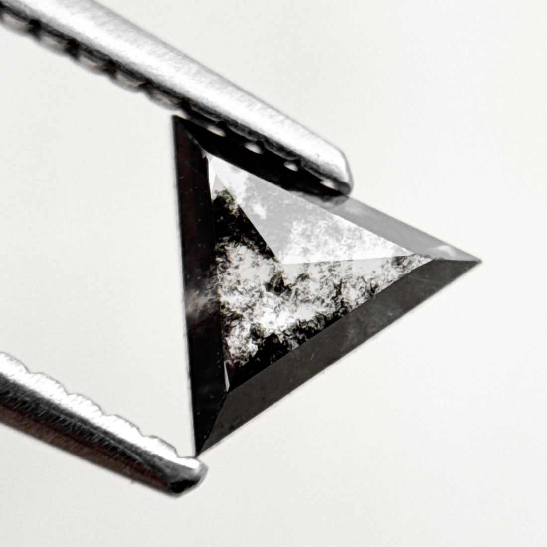 0.56 Ct Triangle Rose Cut Black Natural Salt and Pepper Diamond