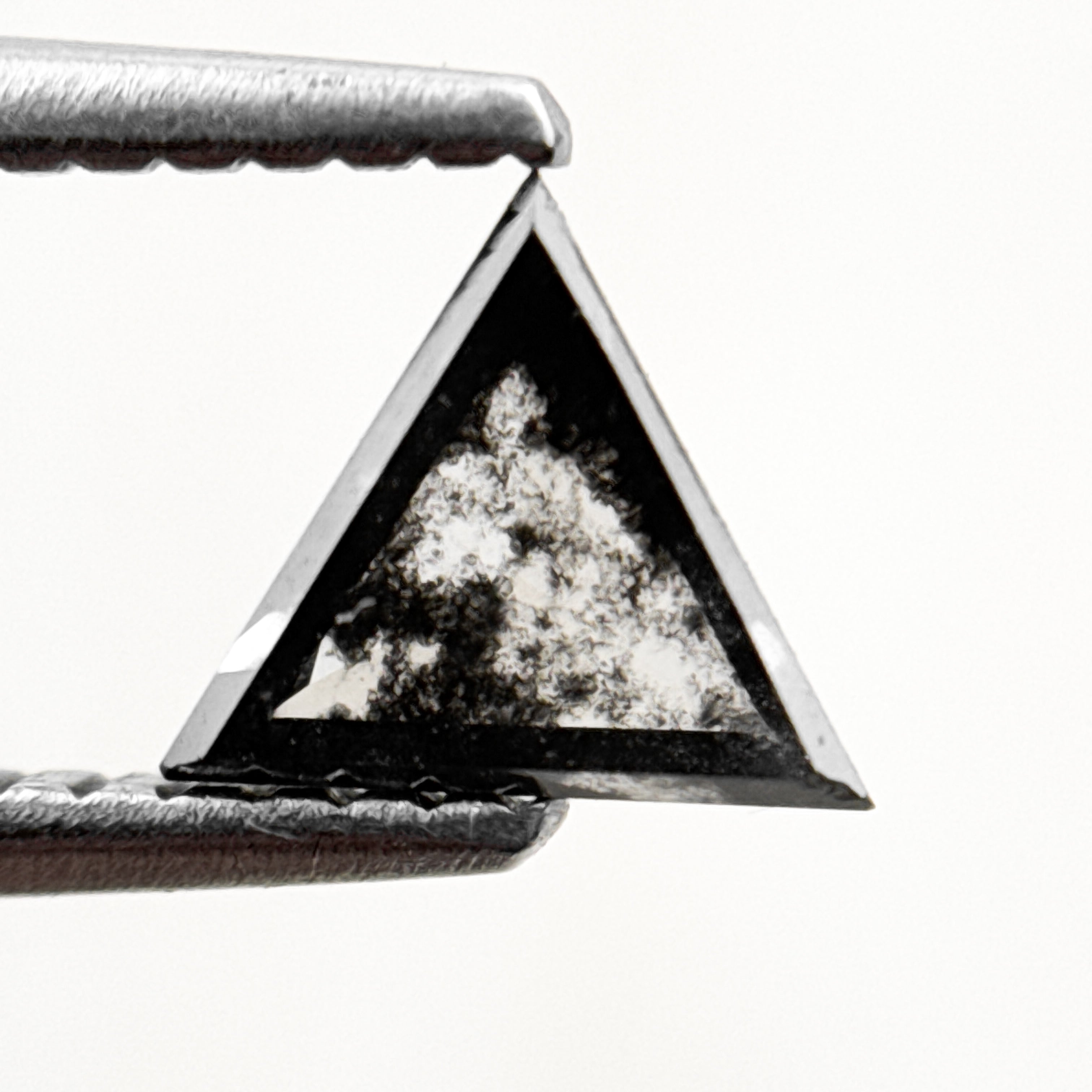 0.56 Ct Triangle Rose Cut Black Natural Salt and Pepper Diamond