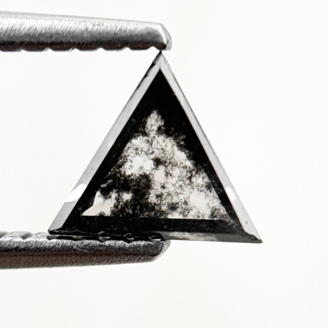 0.56 Ct Triangle Rose Cut Black Natural Salt and Pepper Diamond