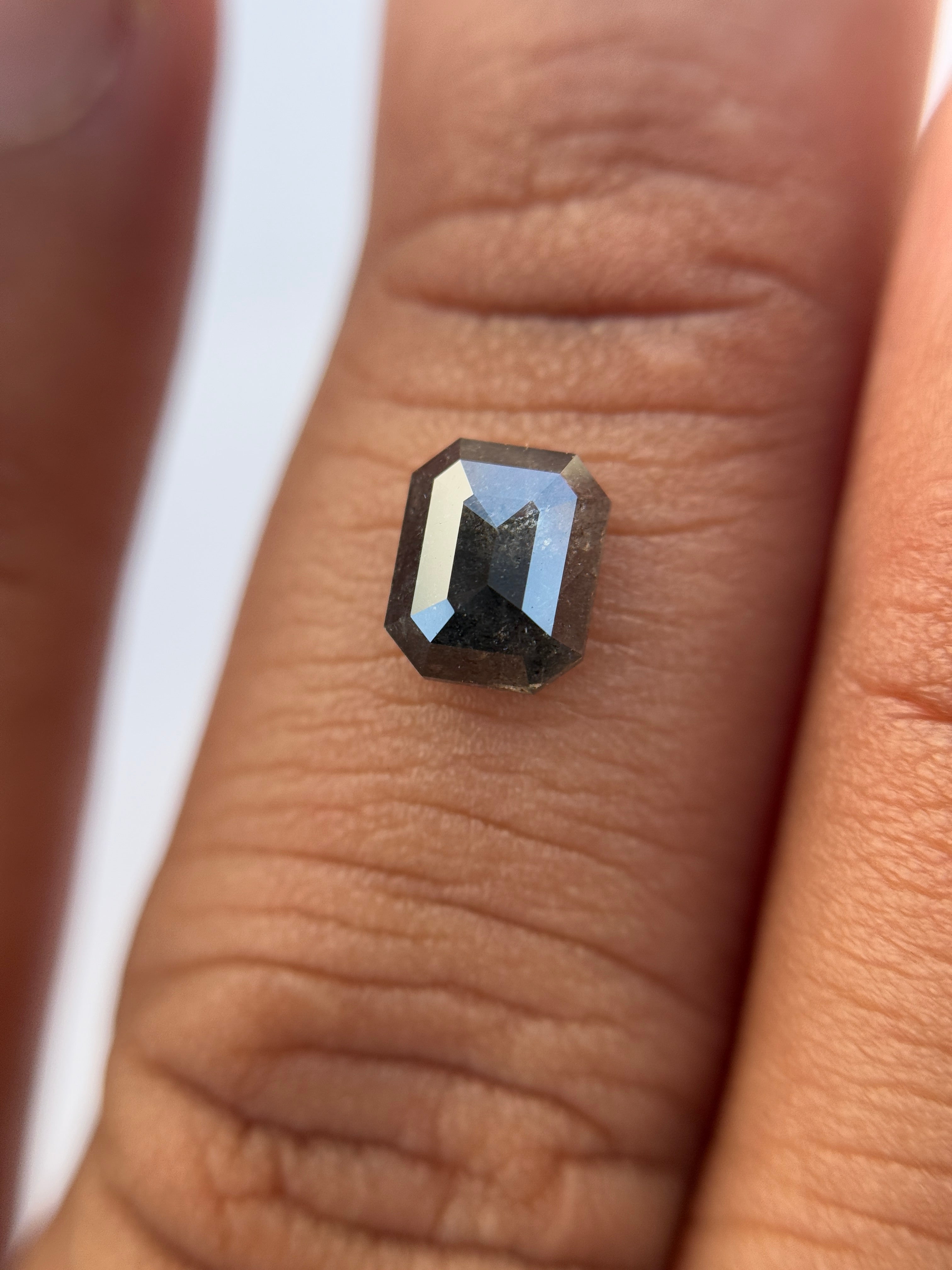 1.15 Ct Emerald Rose Cut Grey Black Natural Loose Diamond