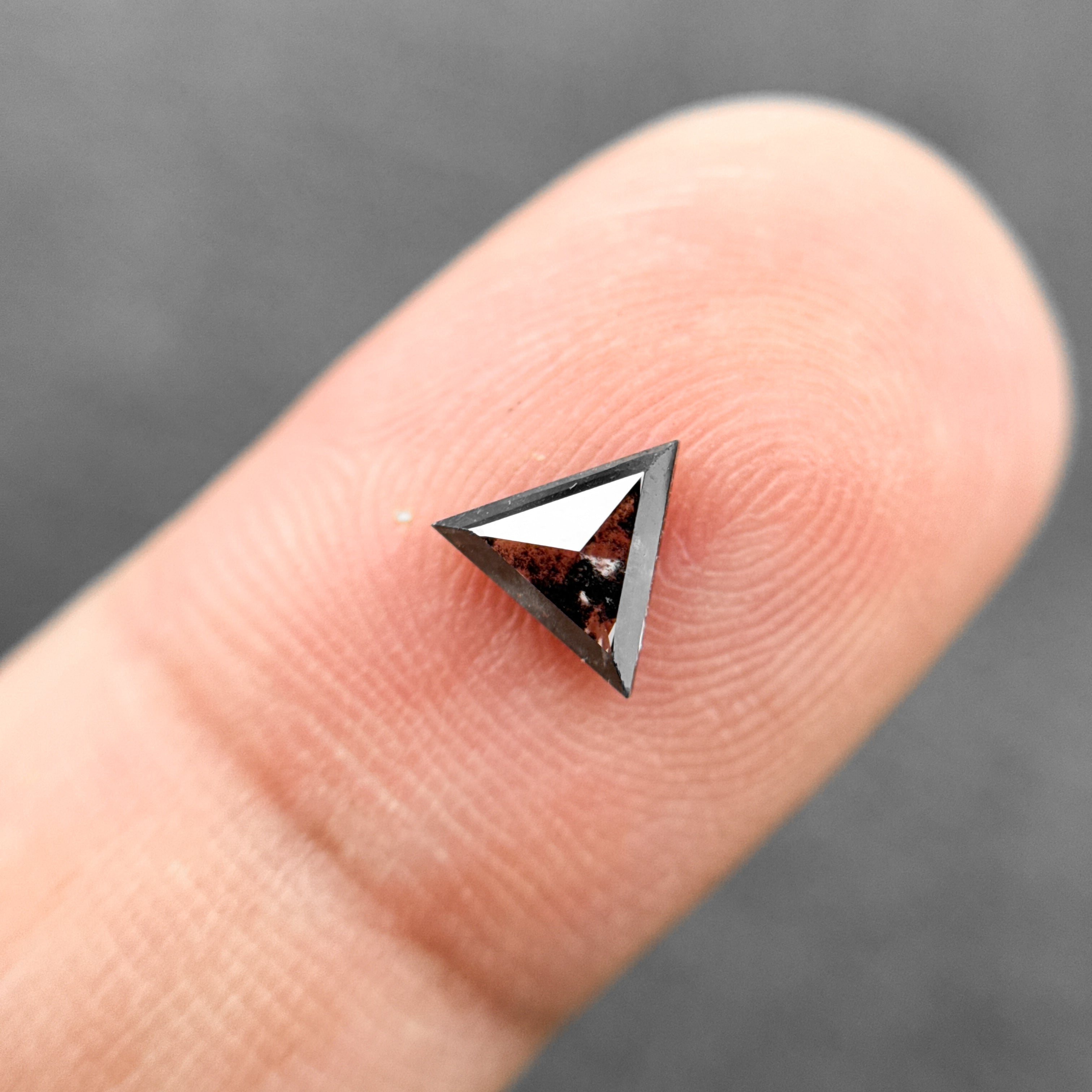 0.56 Ct Triangle Rose Cut Black Natural Salt and Pepper Diamond