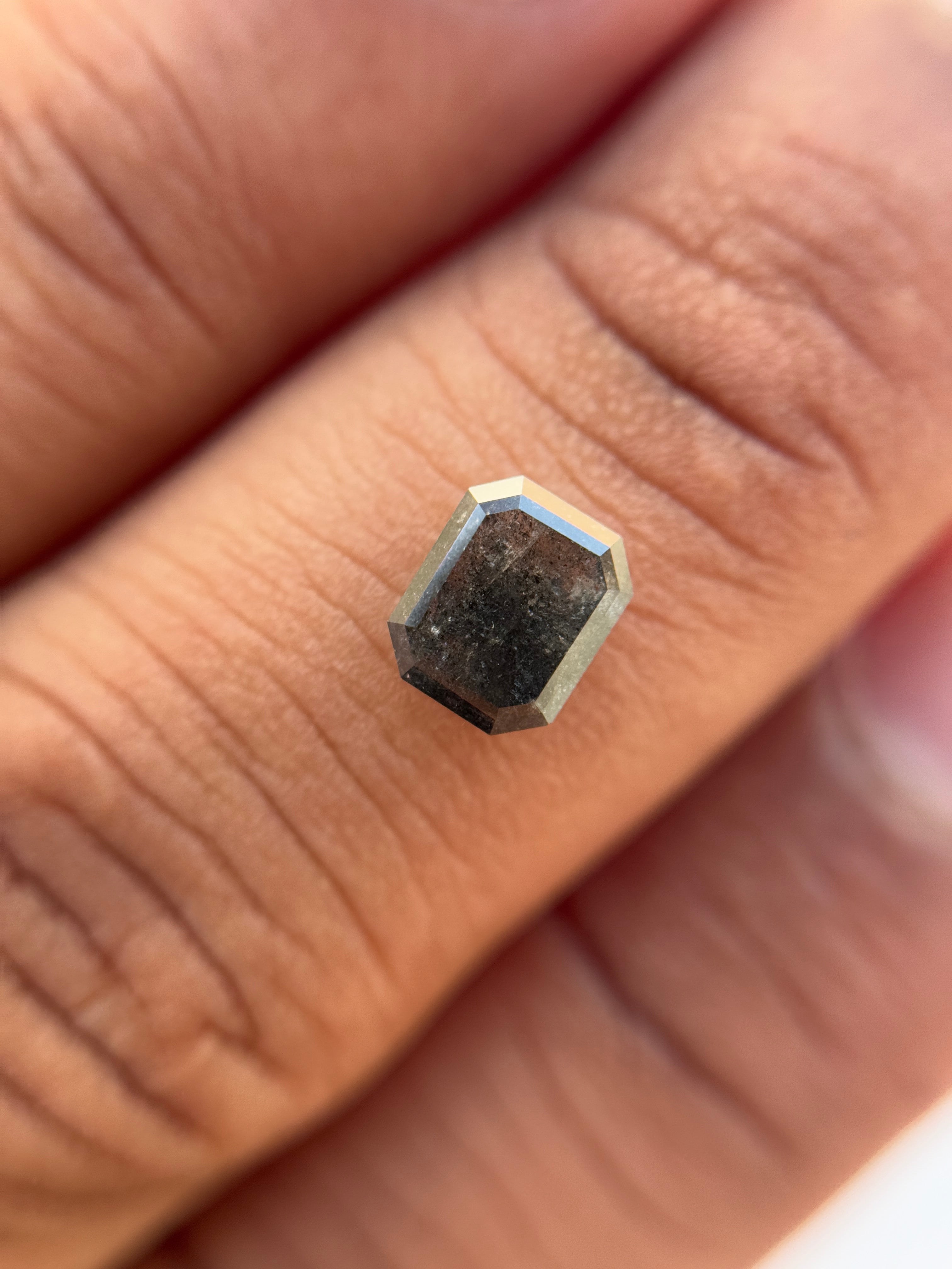 1.15 Ct Emerald Rose Cut Grey Black Natural Loose Diamond