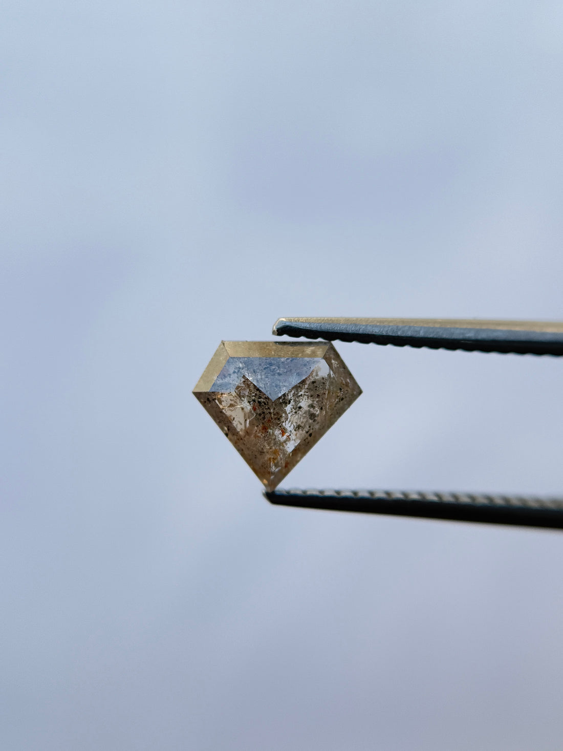 1.09 Ct Pentagon Rose Cut Grey Natural Salt and Pepper Diamond