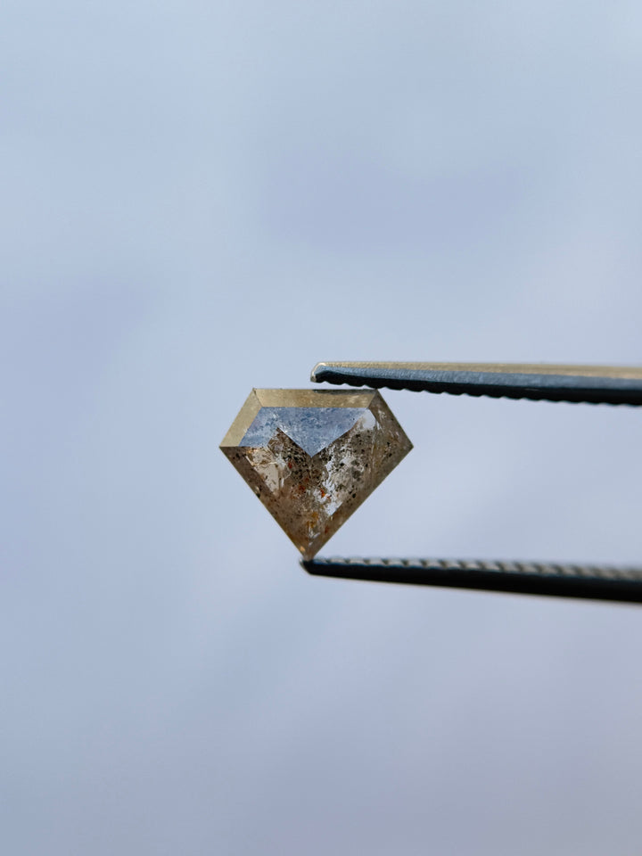 1.09 Ct Pentagon Rose Cut Grey Natural Salt and Pepper Diamond
