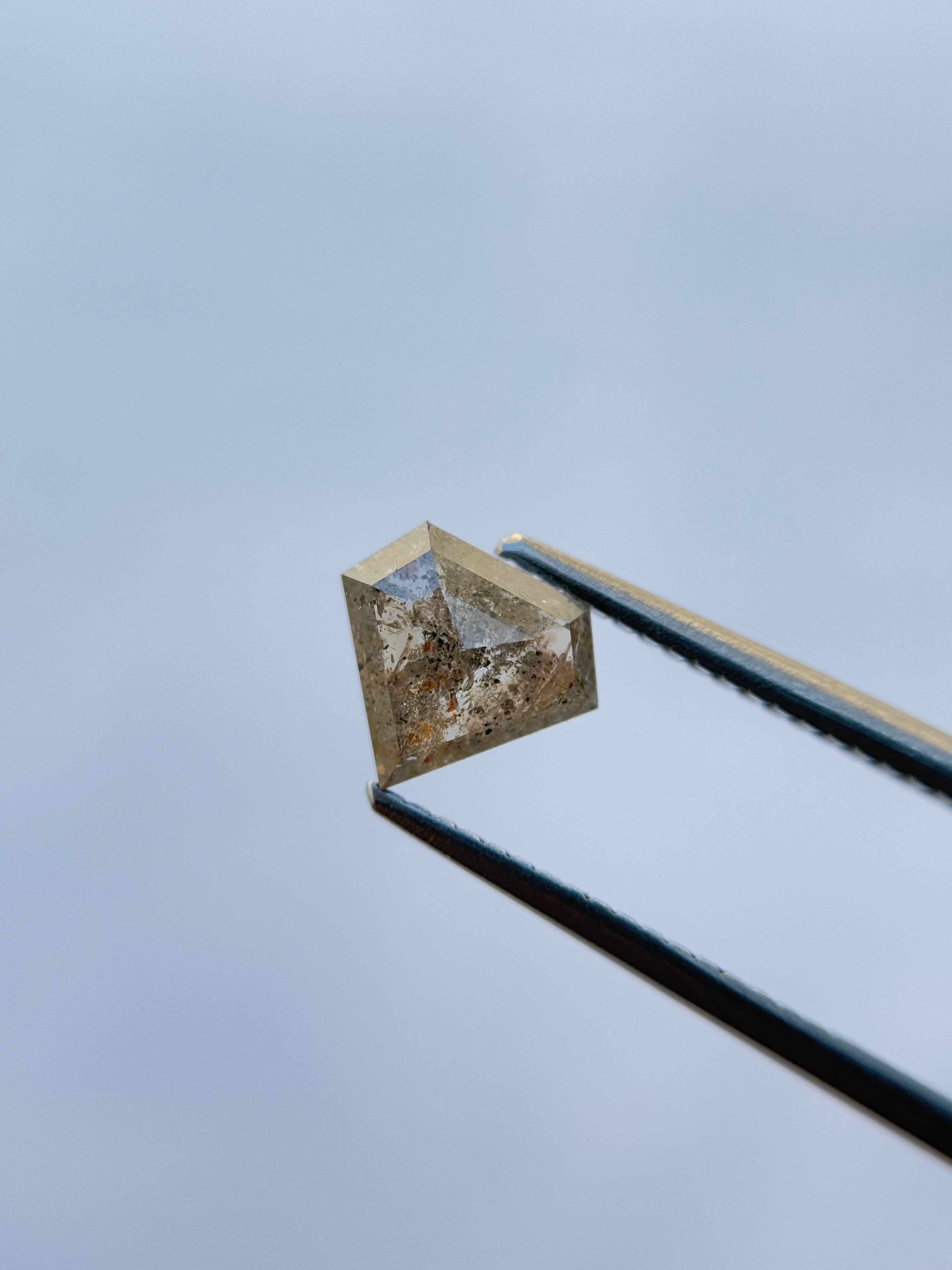 1.09 Ct Pentagon Rose Cut Grey Natural Salt and Pepper Diamond