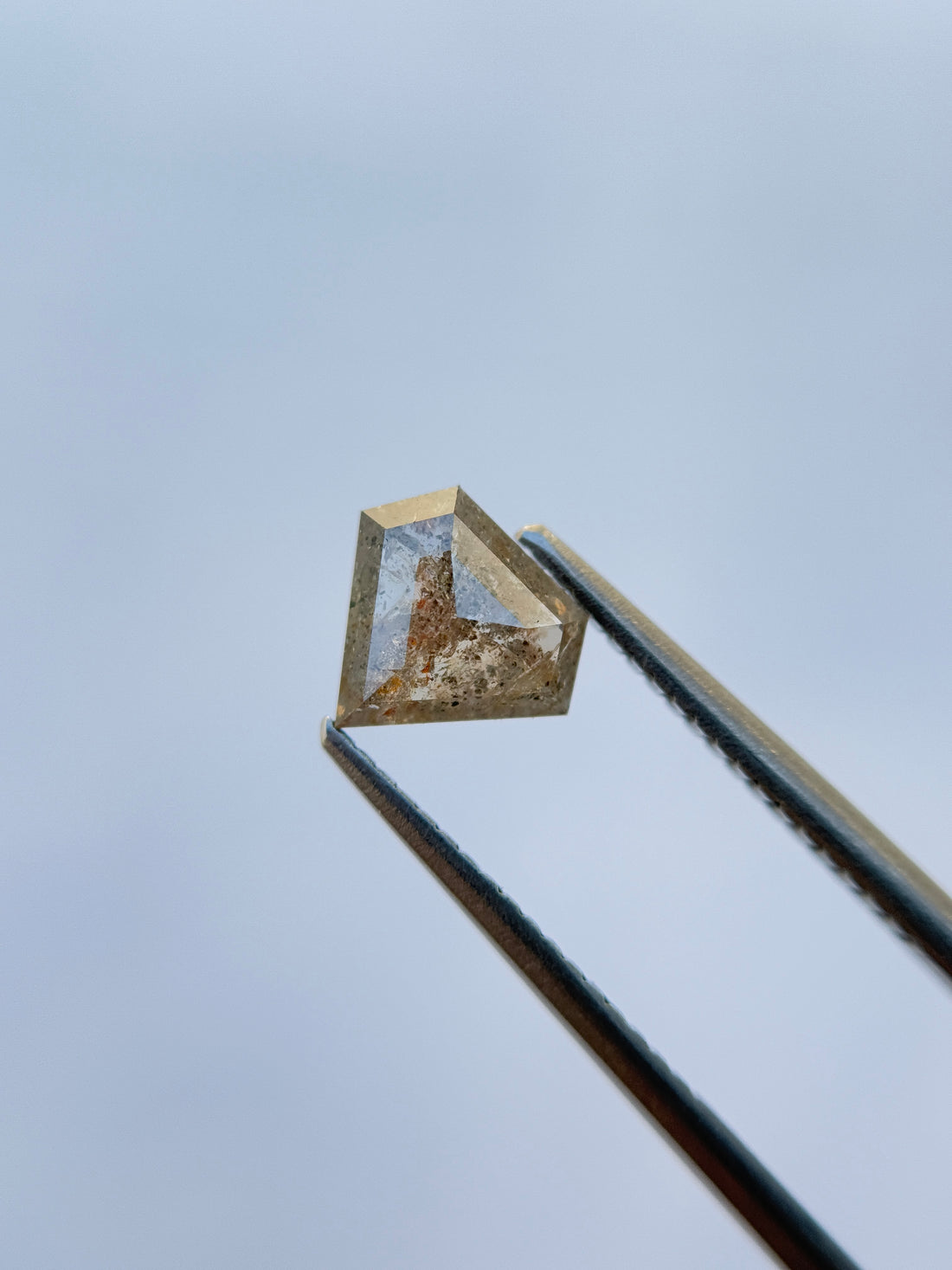 1.09 Ct Pentagon Rose Cut Grey Natural Salt and Pepper Diamond