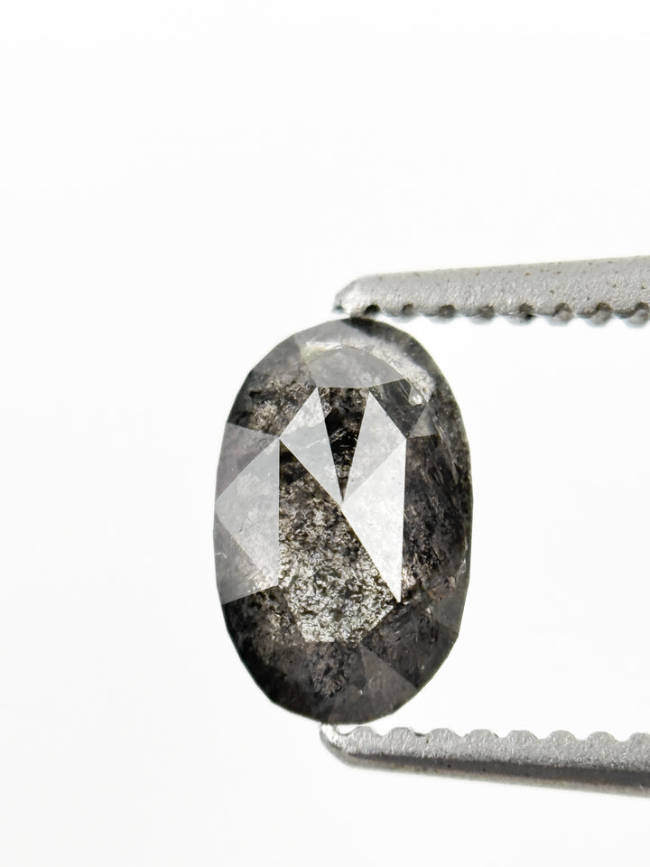 0.56 Ct Oval Rose Cut Grey Natural Salt and Pepper Diamond
