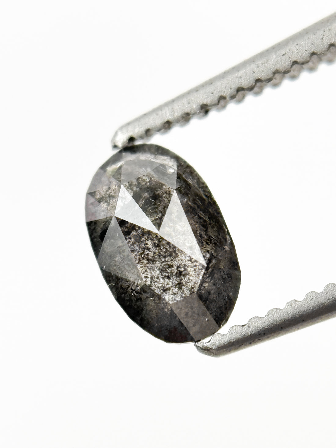 0.56 Ct Oval Rose Cut Grey Natural Salt and Pepper Diamond