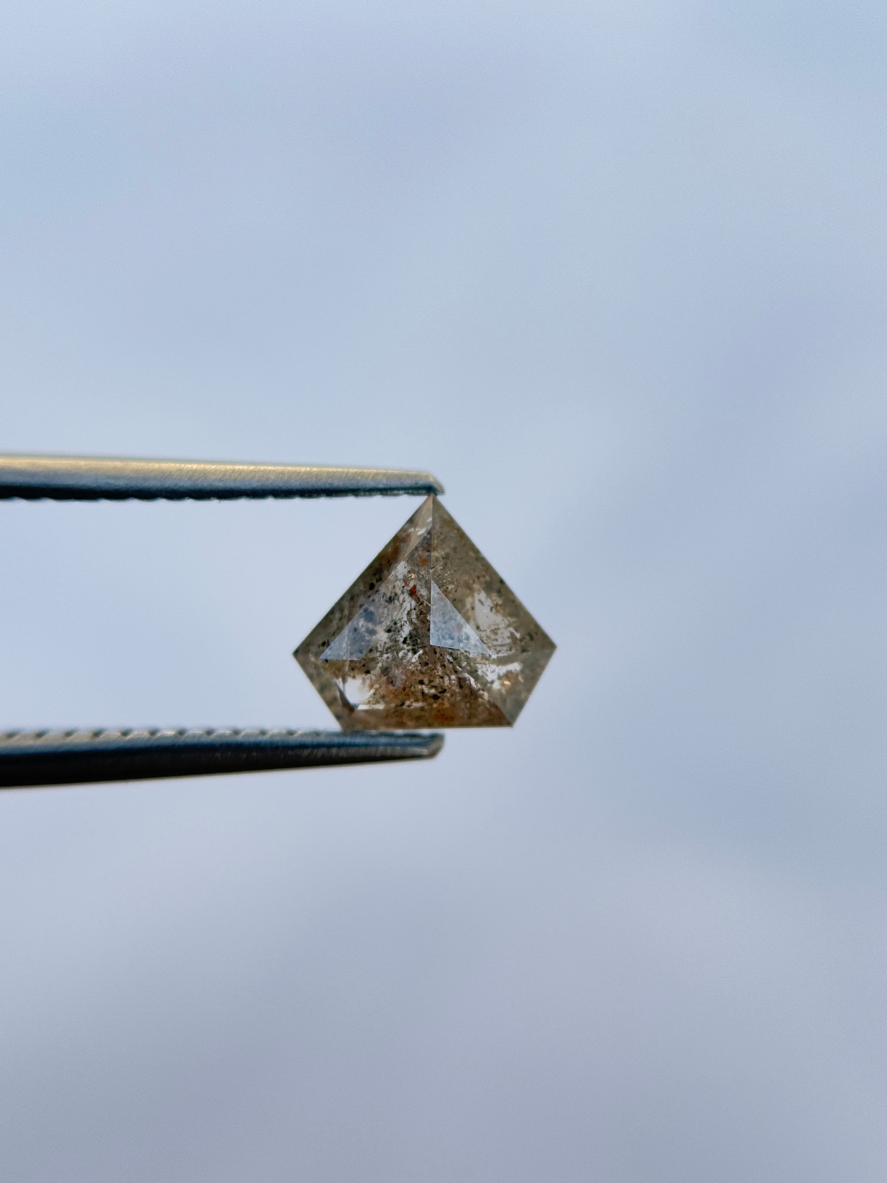 1.09 Ct Pentagon Rose Cut Grey Natural Salt and Pepper Diamond