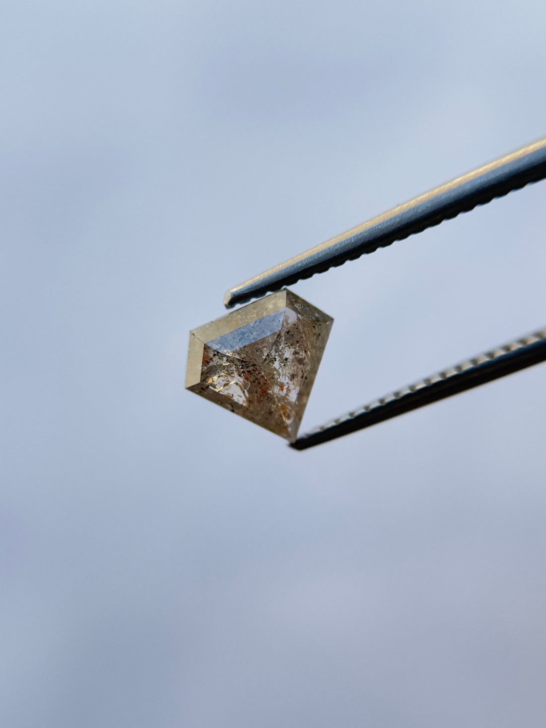 1.09 Ct Pentagon Rose Cut Grey Natural Salt and Pepper Diamond